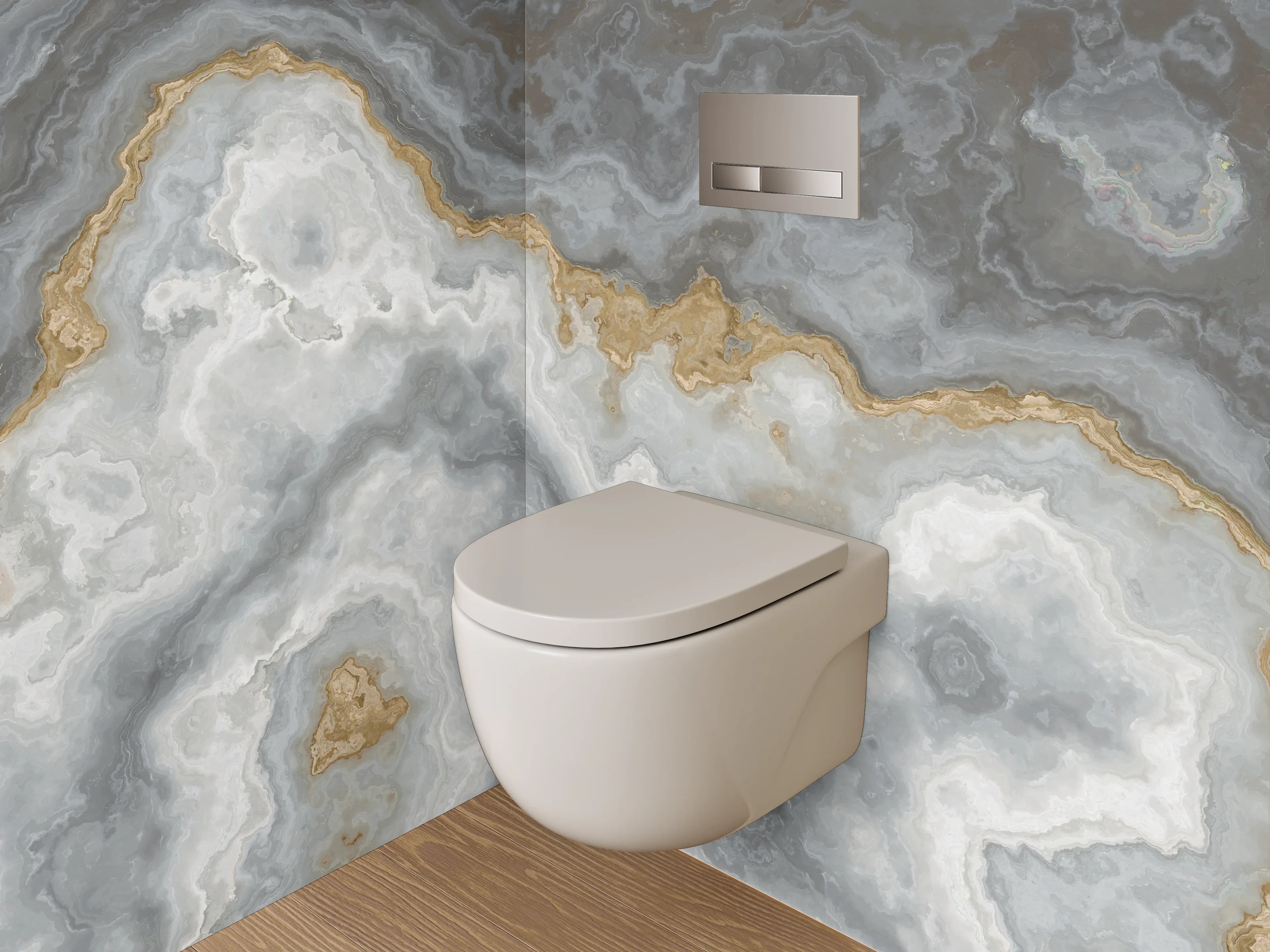 WC-Rückwand - Elegante weiße und graue Marmorstruktur