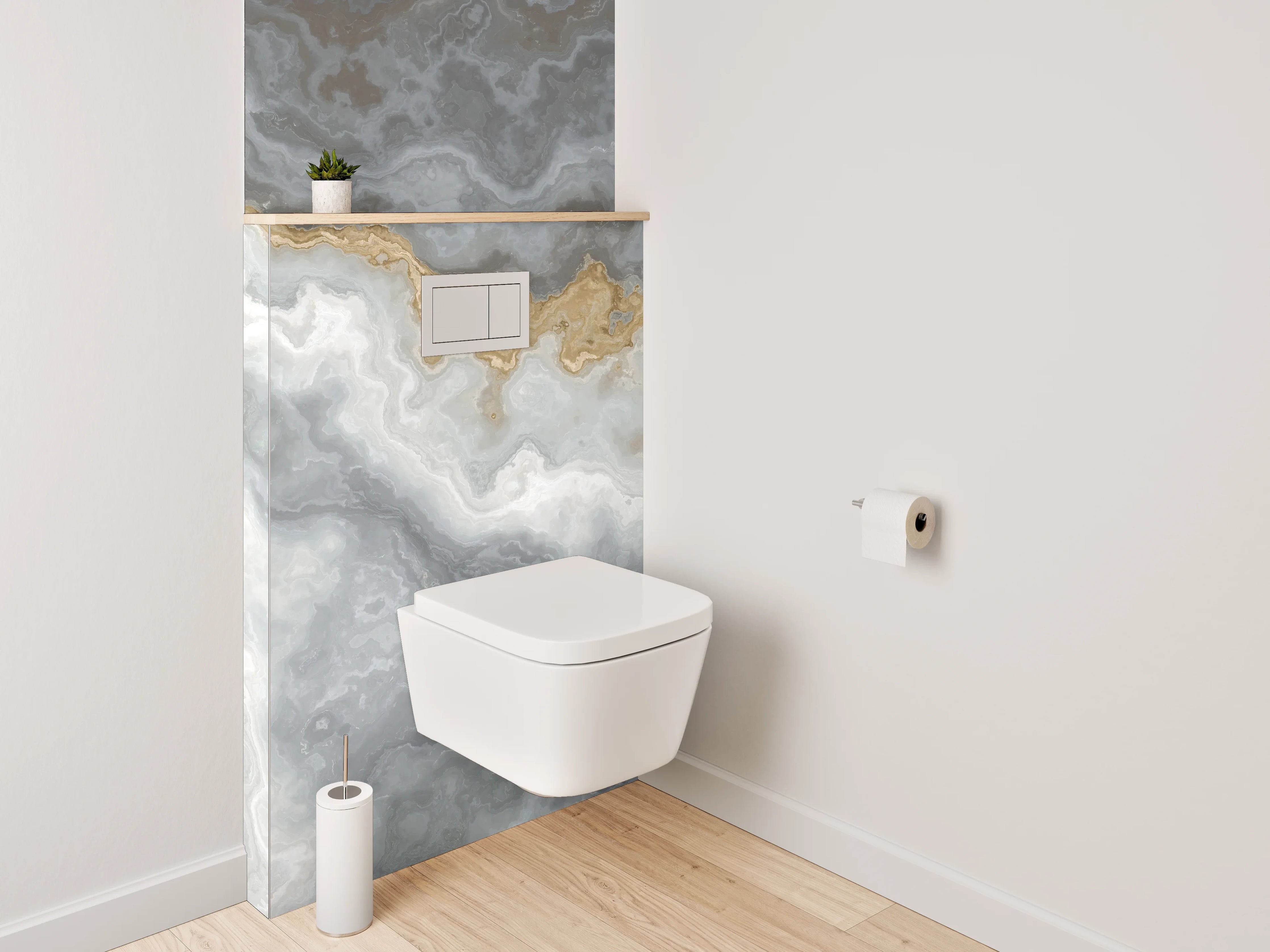 WC-Rückwand - Elegante weiße und graue Marmorstruktur