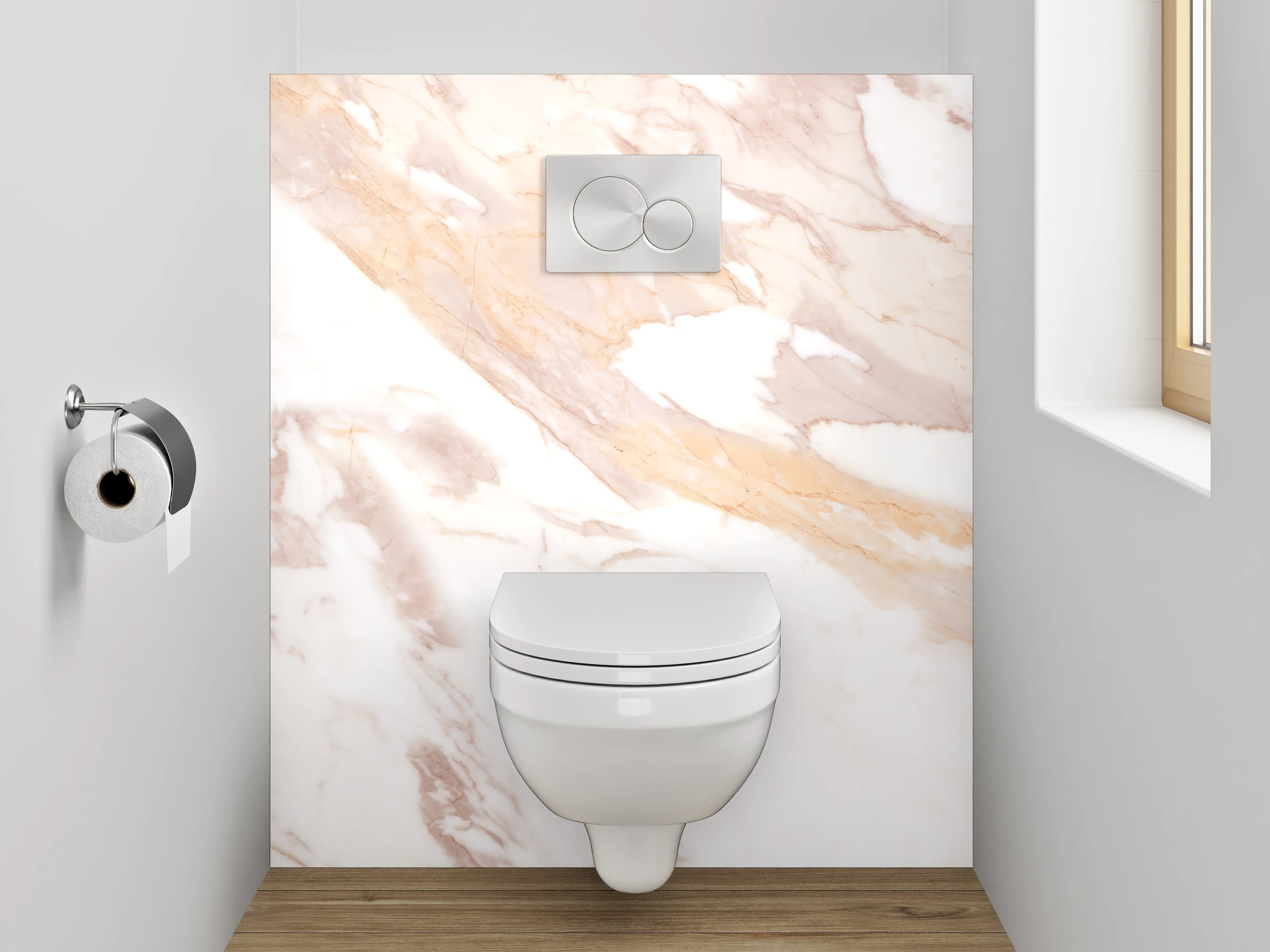 WC-Rückwand - Eleganter Grauschimmer auf Weißmarmor