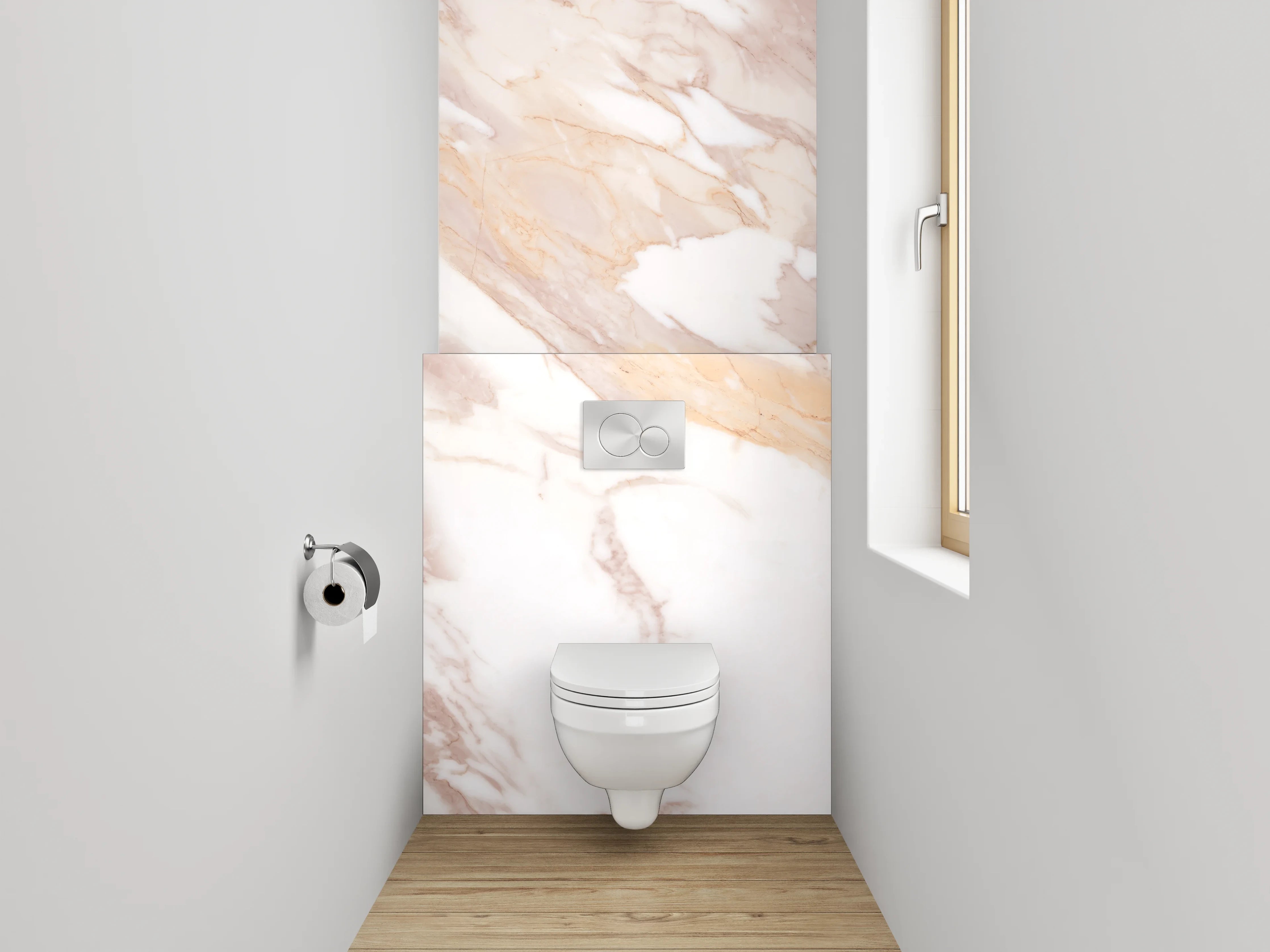 WC-Rückwand - Eleganter Grauschimmer auf Weißmarmor