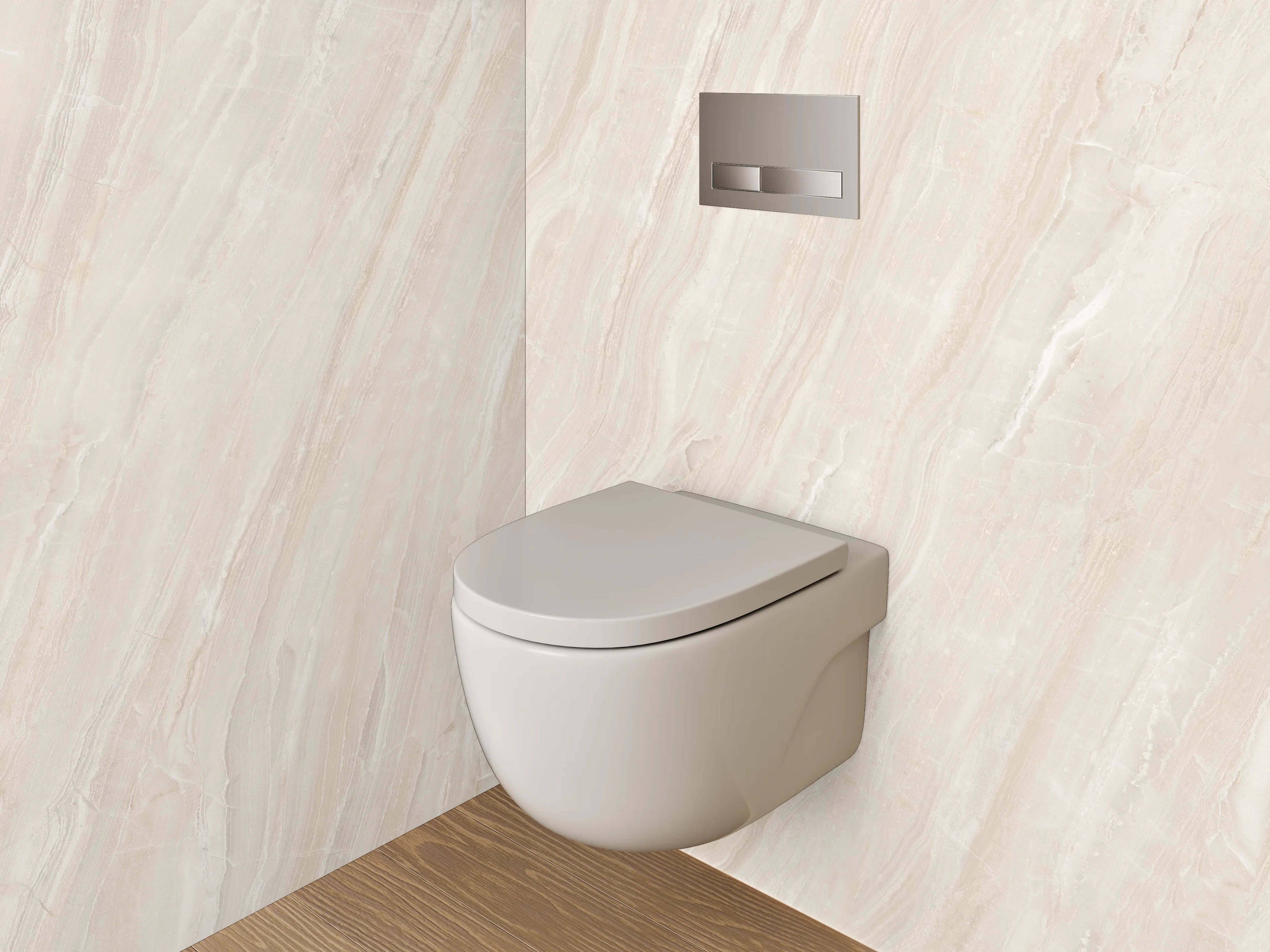 WC-Rückwand - Eleganter Marmor in Creme-Beige