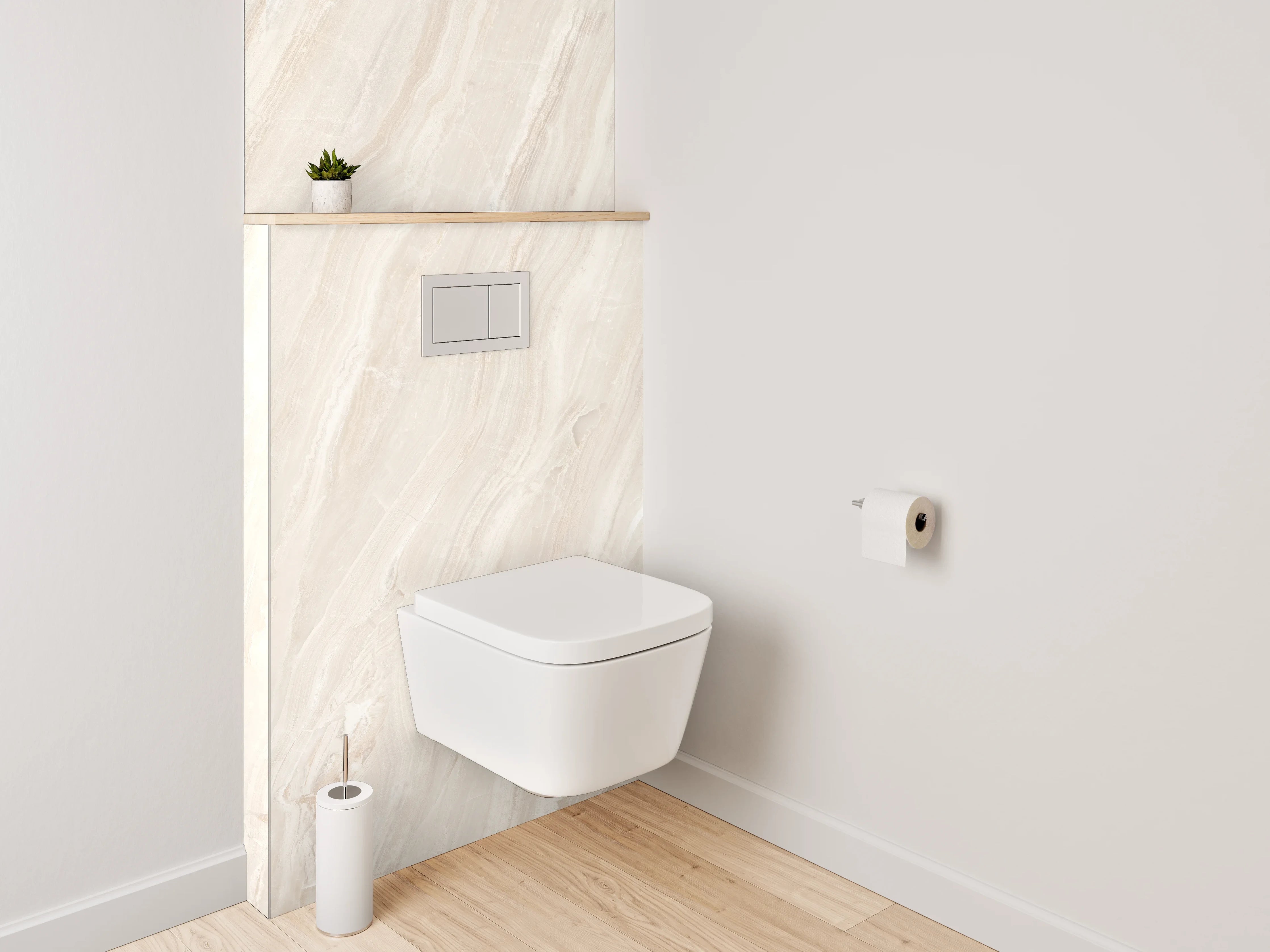 WC-Rückwand - Eleganter Marmor in Creme-Beige