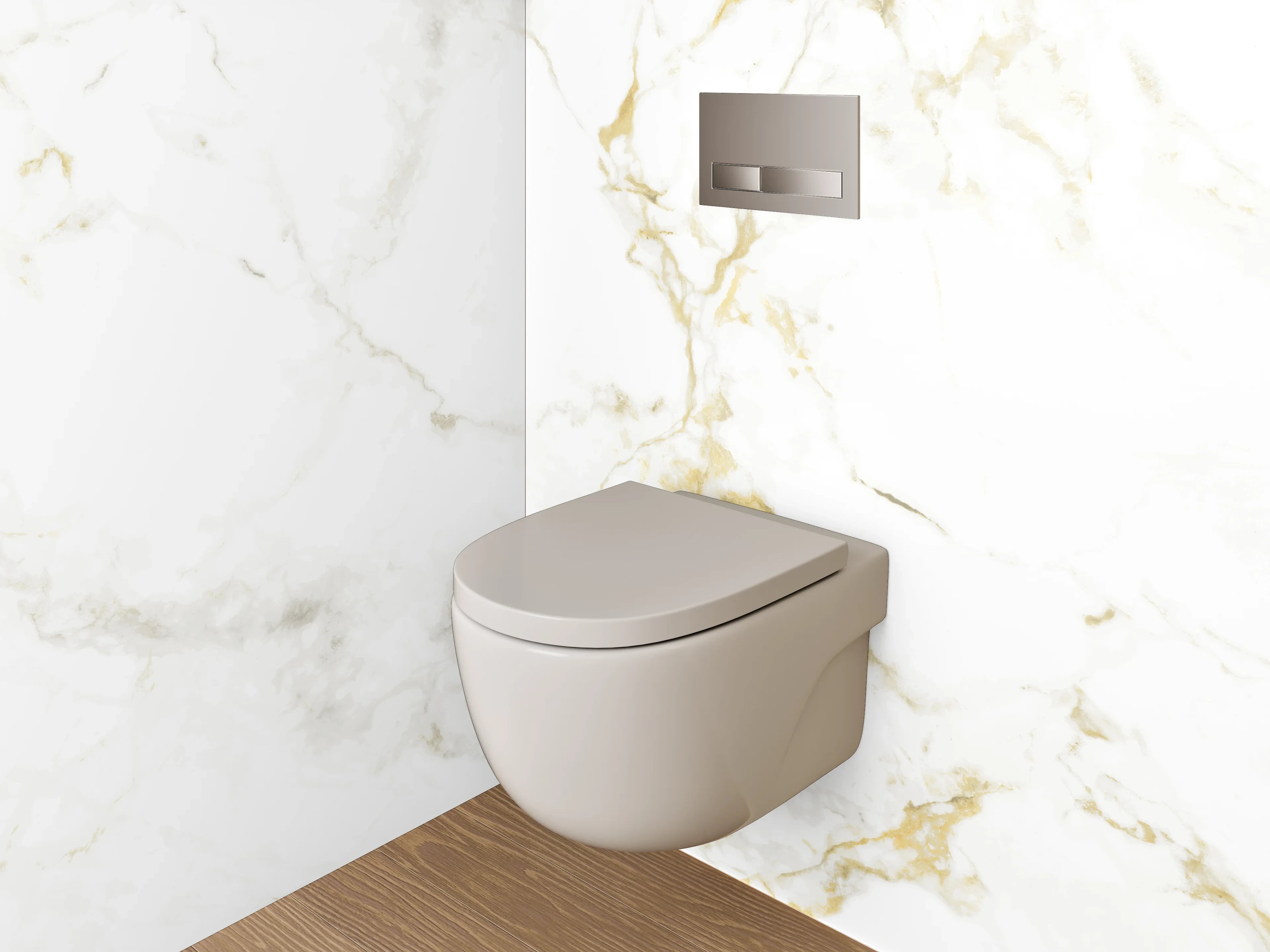 WC-Rückwand - Eleganter Weiß-Gold-Marmor Look