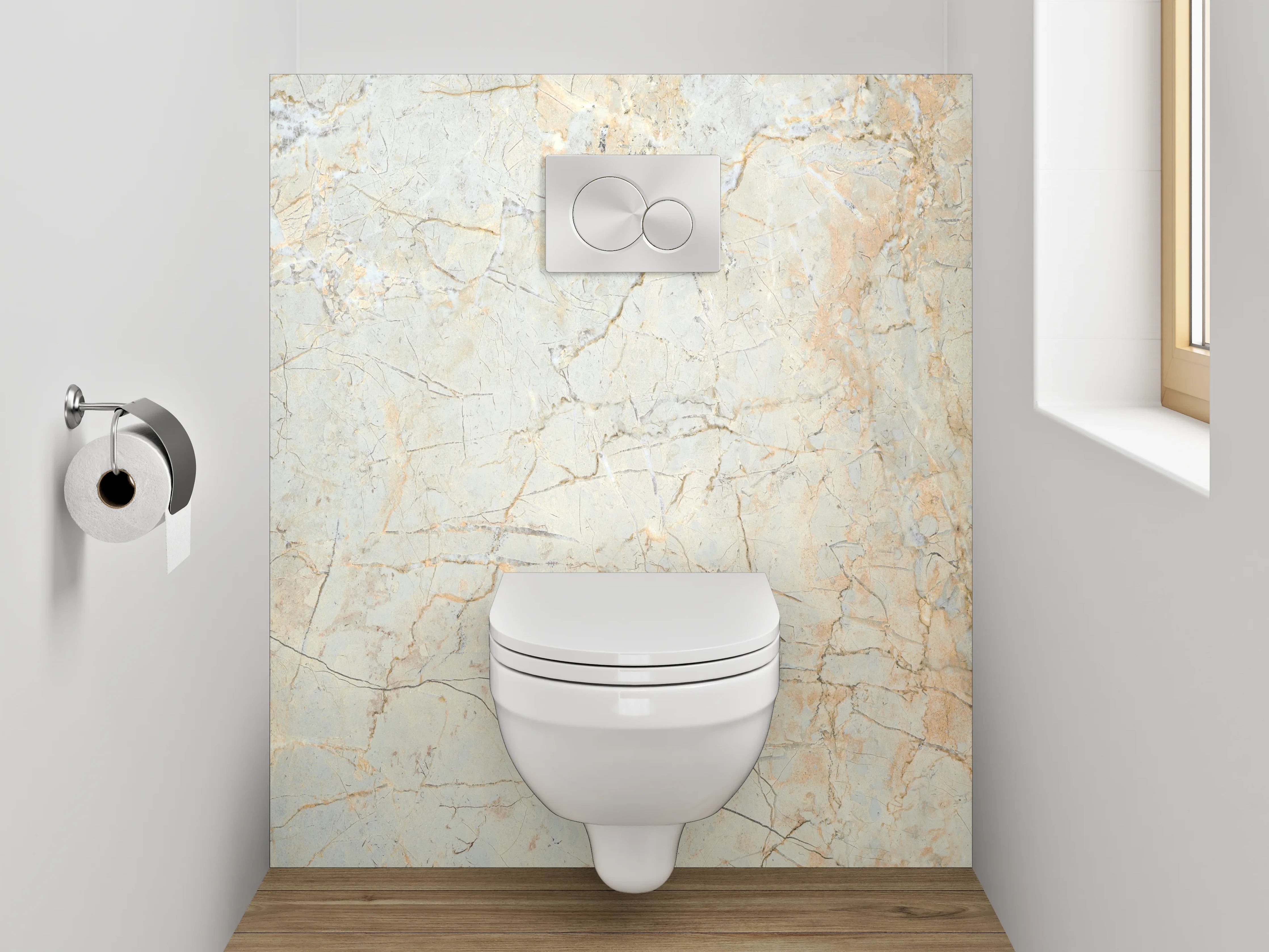 WC-Rückwand - Eleganter Weiß-Grau Marmor Look