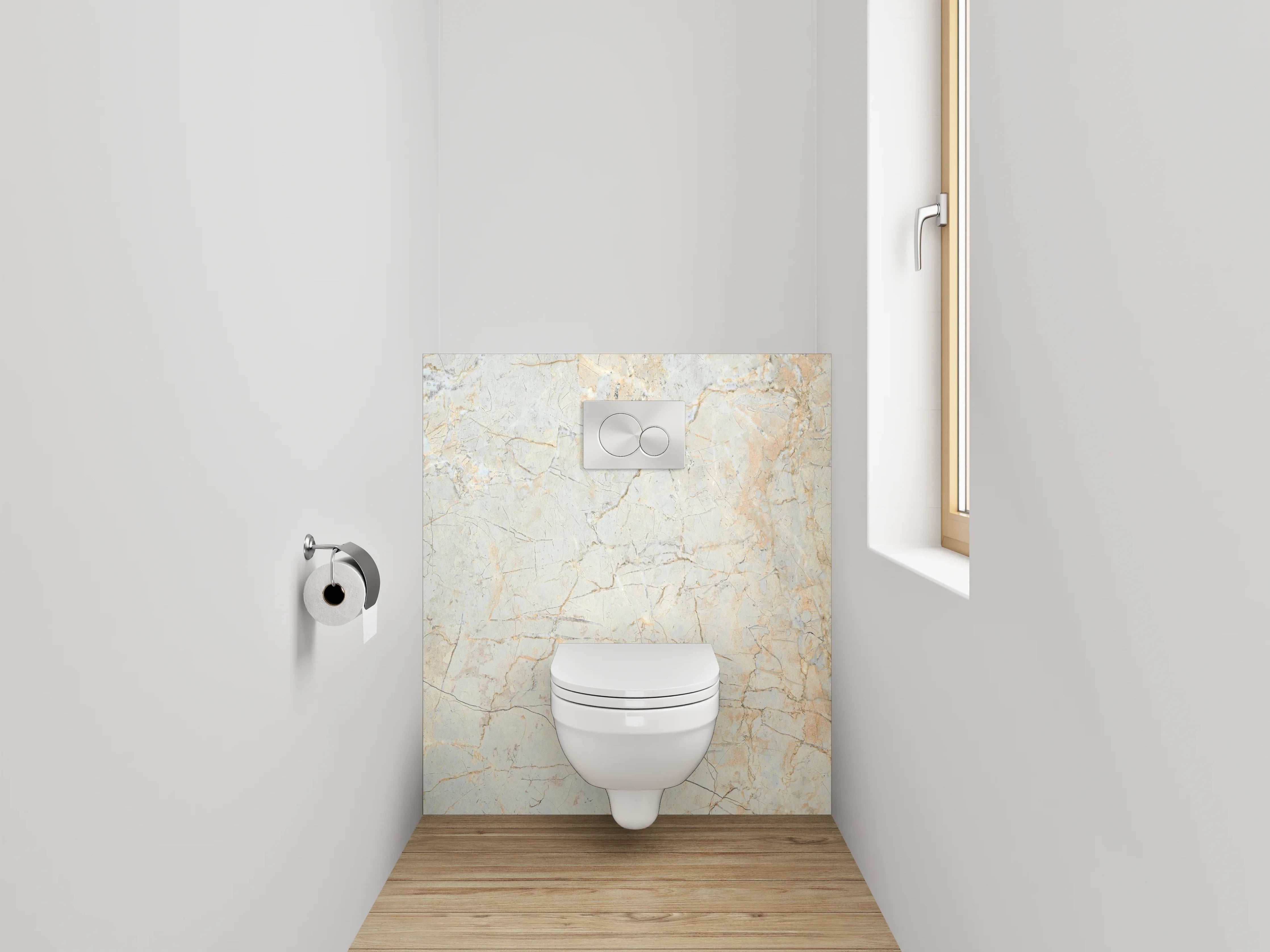 WC-Rückwand - Eleganter Weiß-Grau Marmor Look