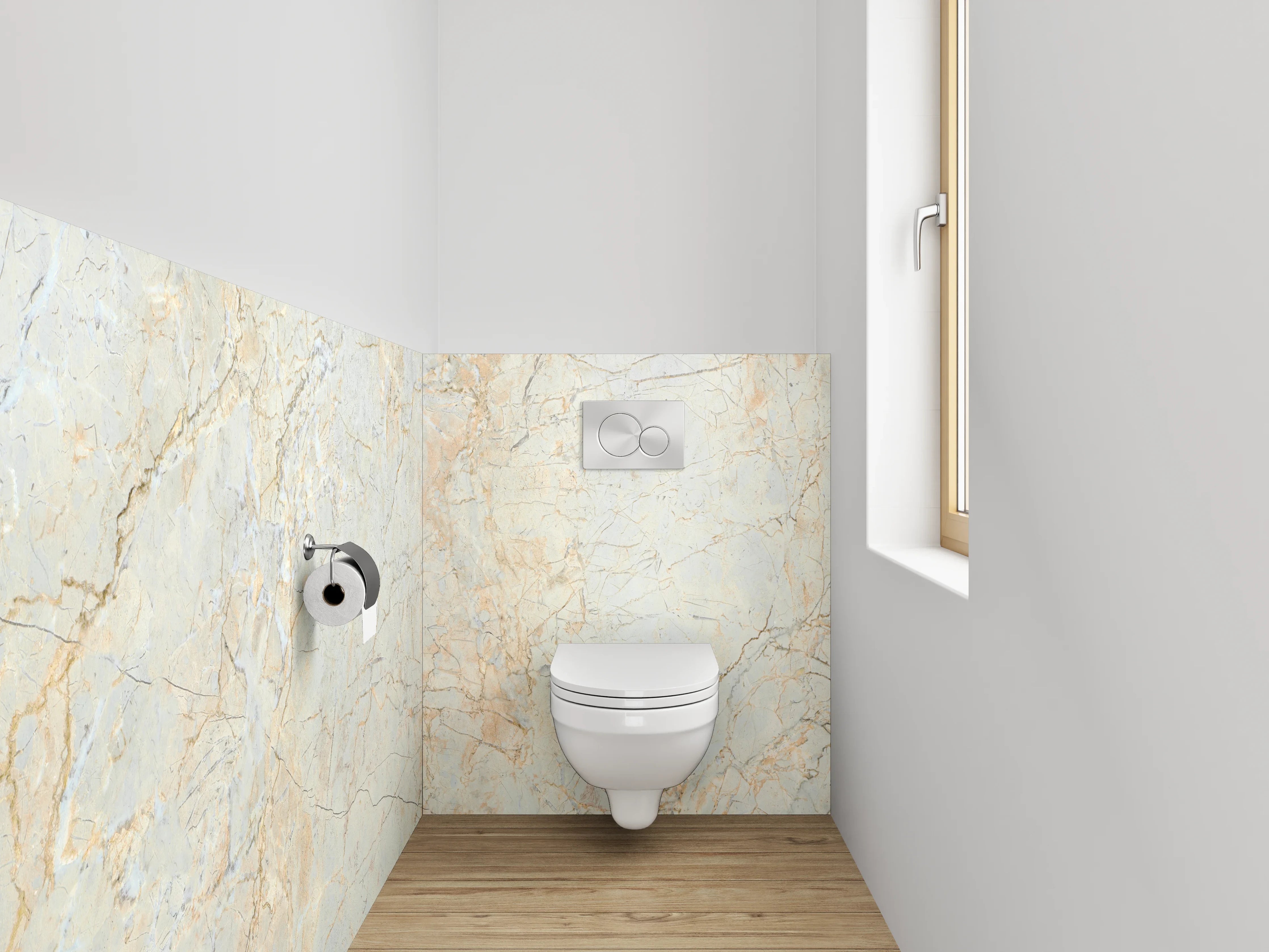 WC-Rückwand - Eleganter Weiß-Grau Marmor Look