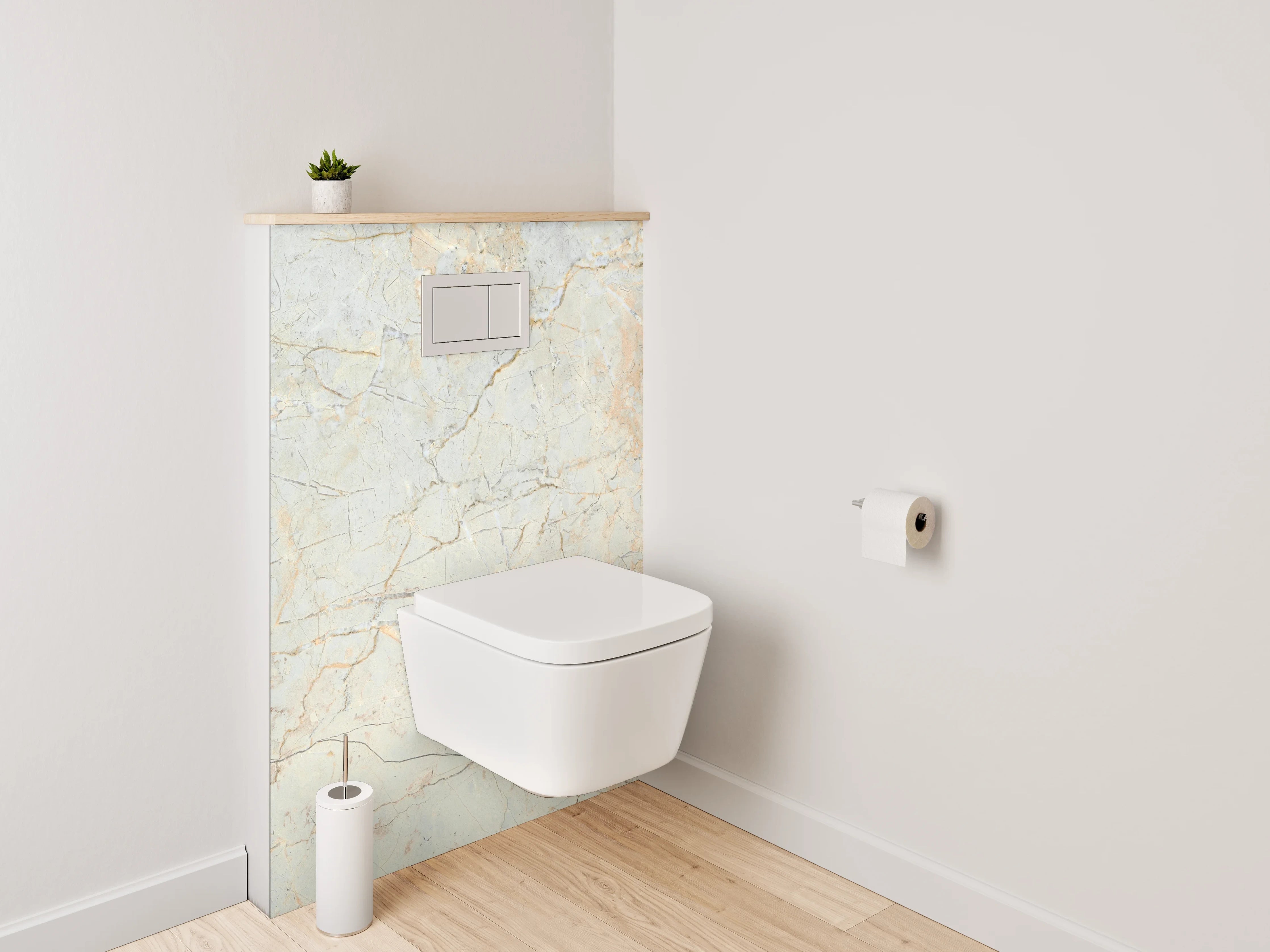 WC-Rückwand - Eleganter Weiß-Grau Marmor Look