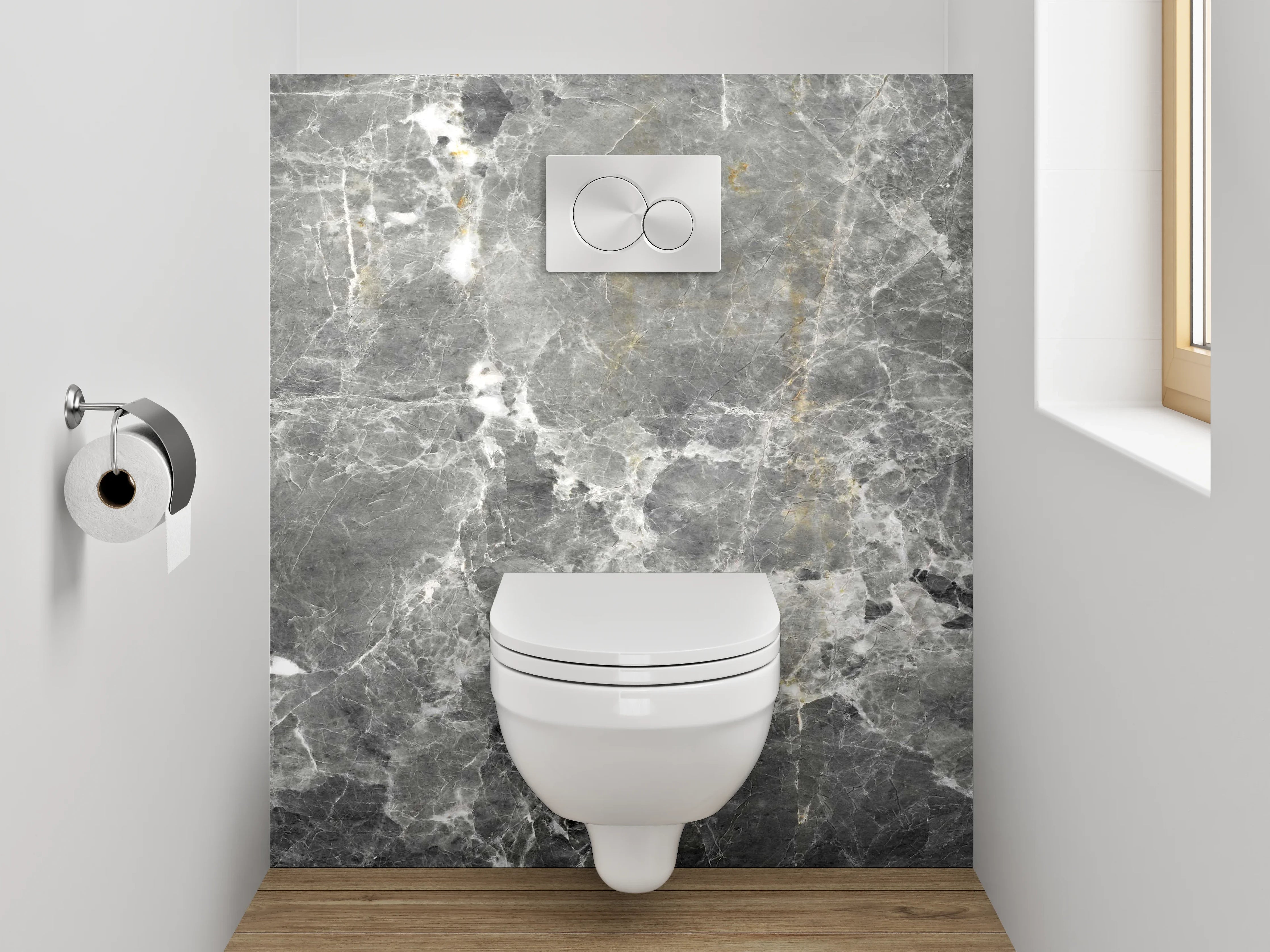 WC-Rückwand - Eleganter grauer Marmor-Look