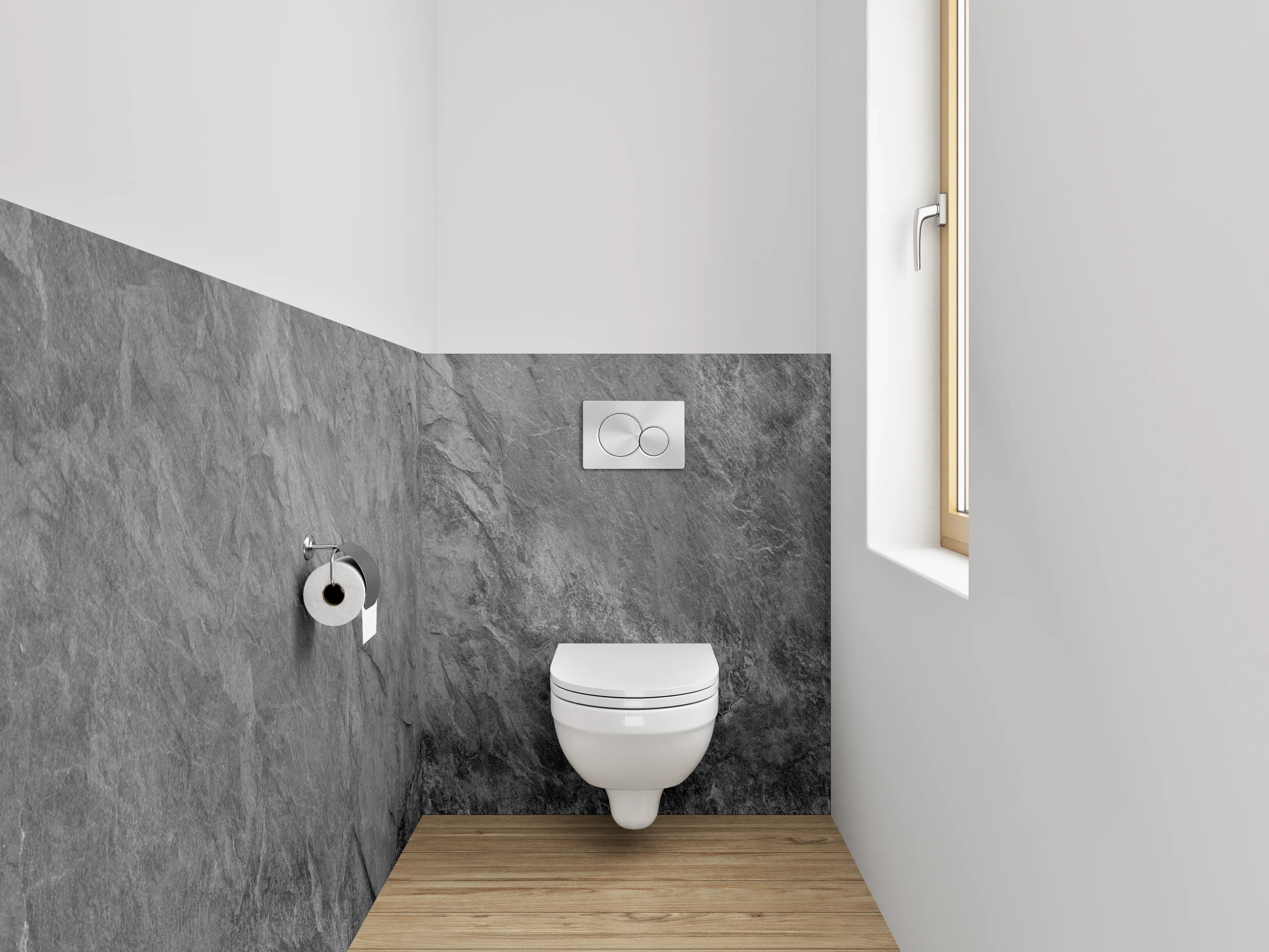WC-Rückwand - Eleganter grauer Schiefer-Look