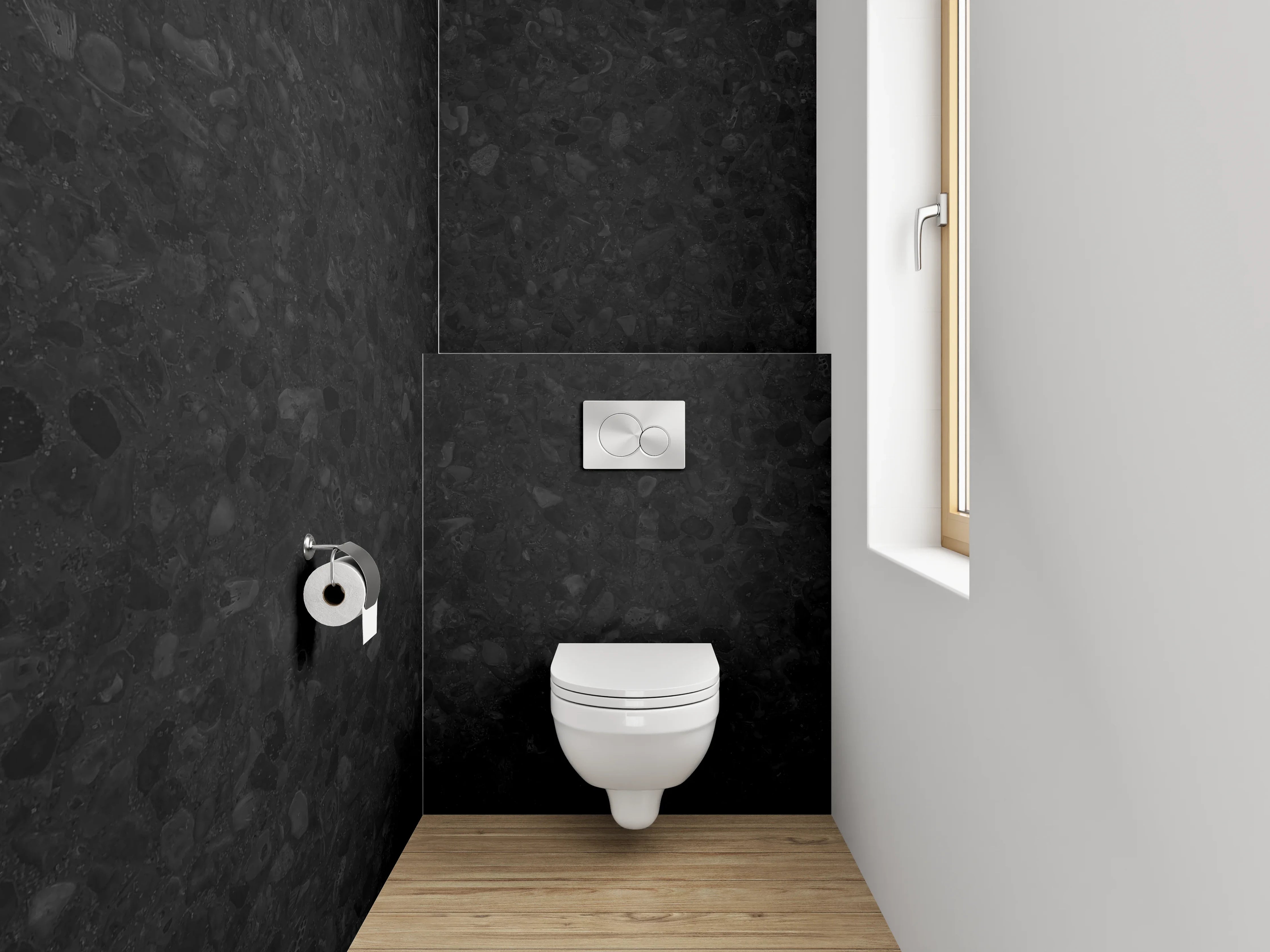 WC-Rückwand - Eleganter schwarzer Granit