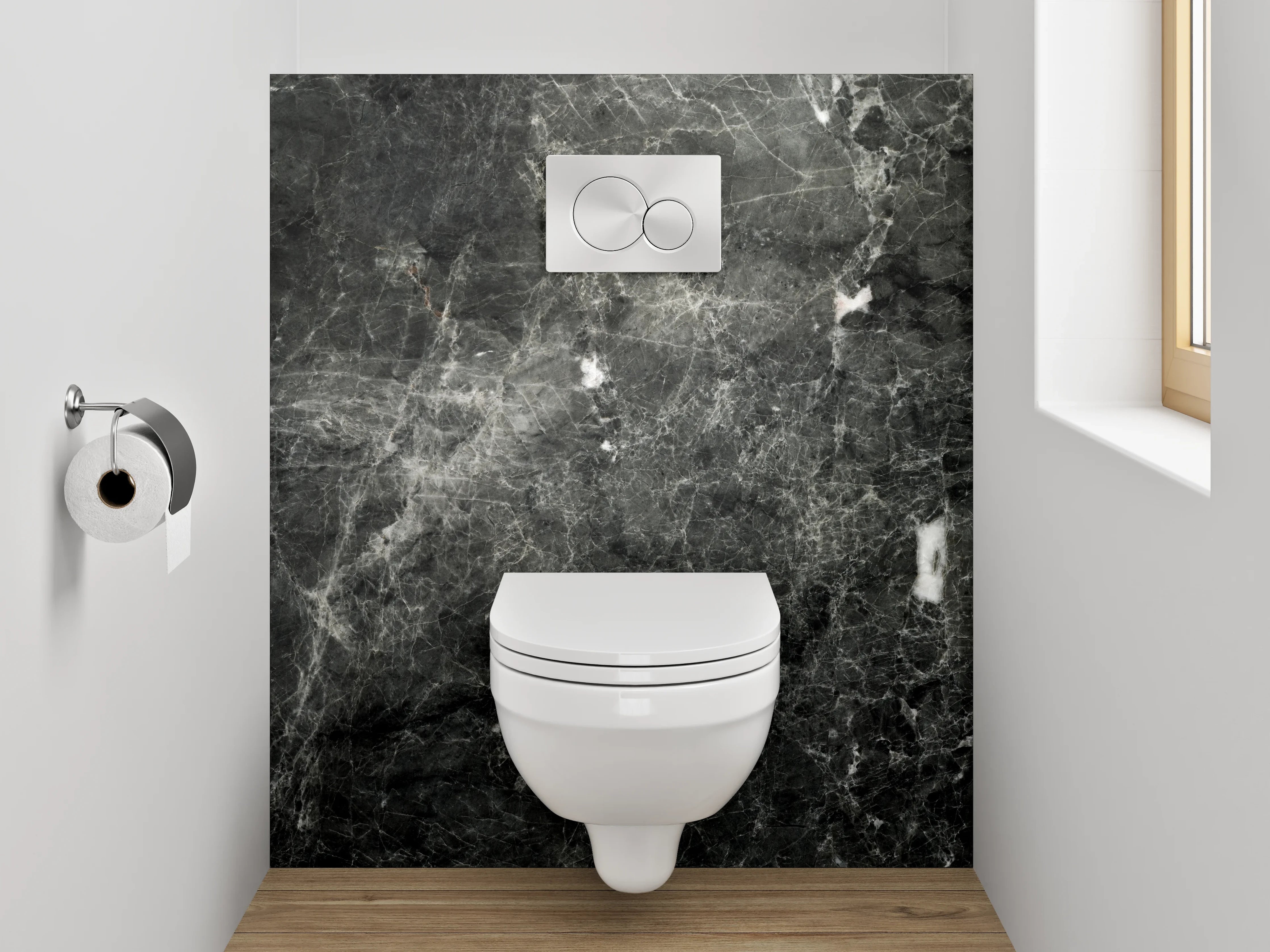 WC-Rückwand - Eleganter schwarzer Marmorlook
