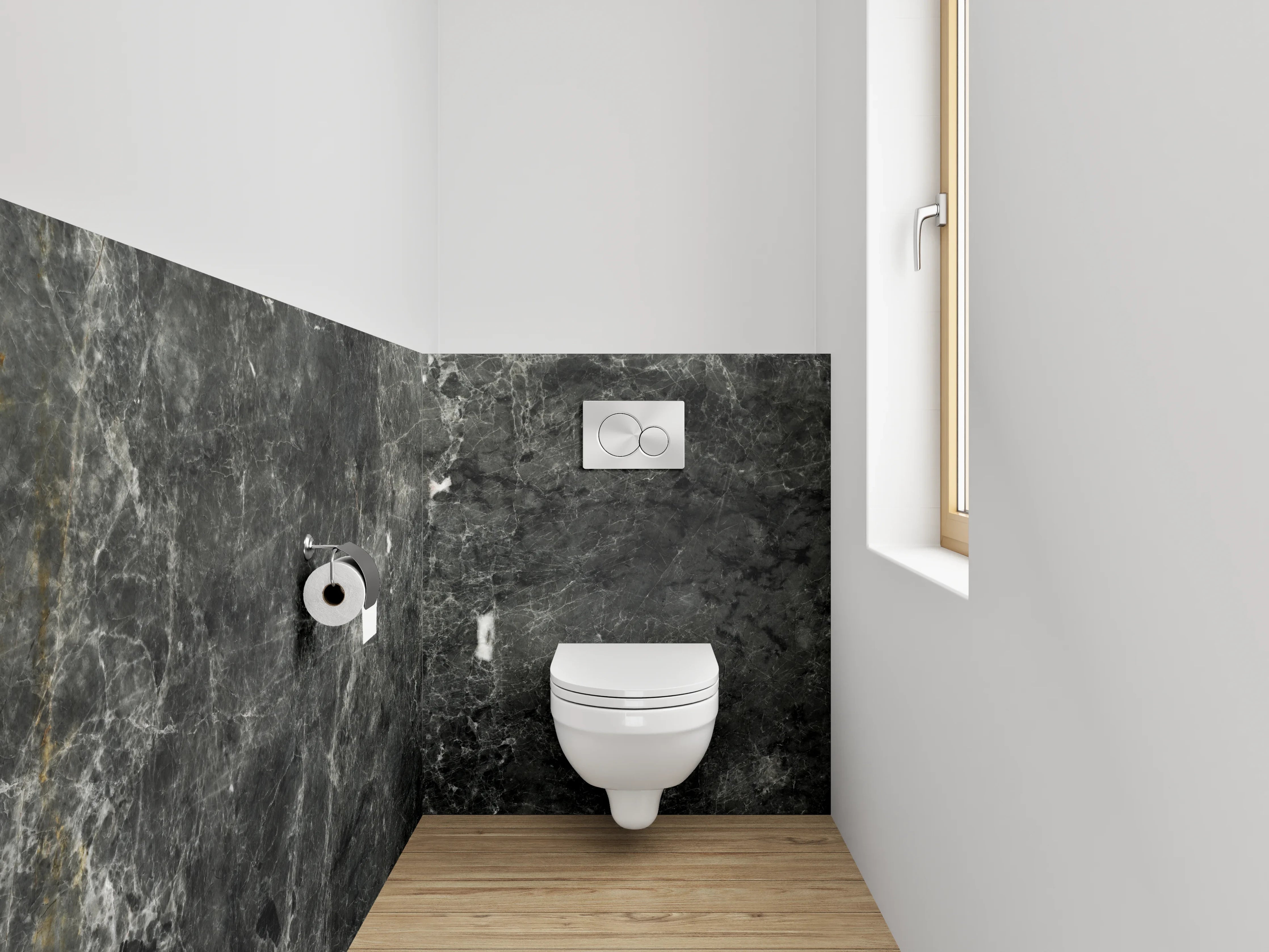 WC-Rückwand - Eleganter schwarzer Marmorlook