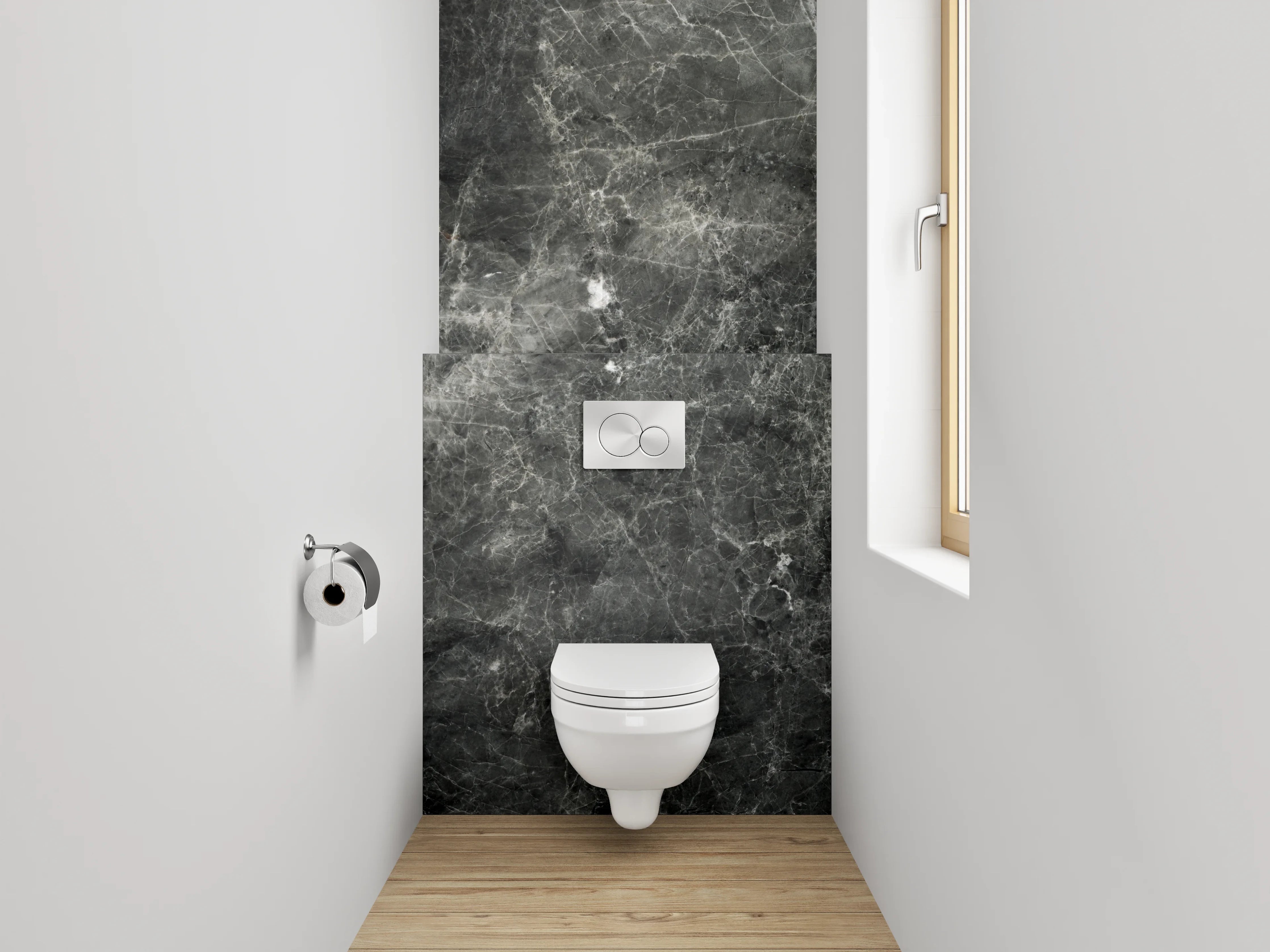 WC-Rückwand - Eleganter schwarzer Marmorlook