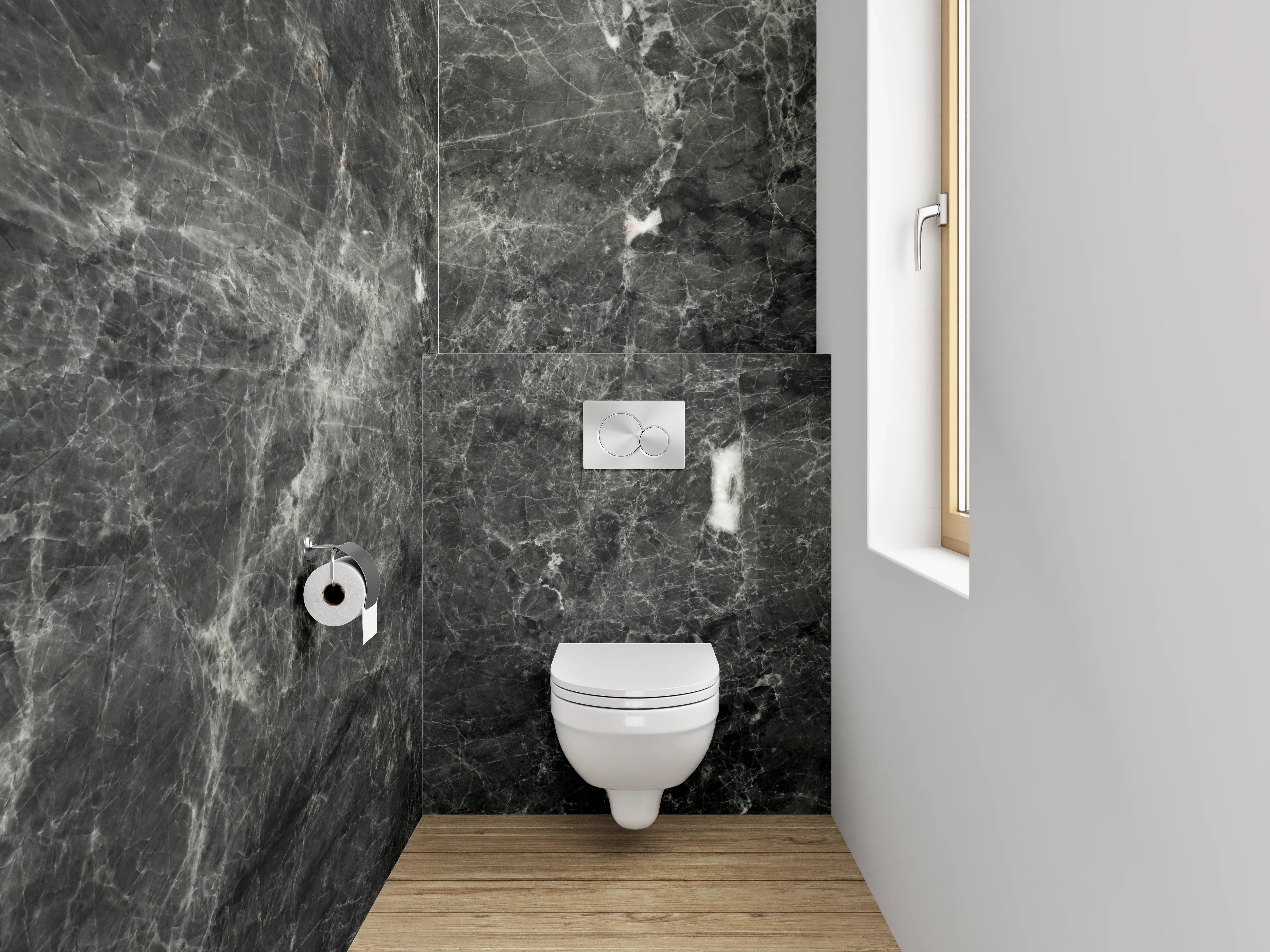 WC-Rückwand - Eleganter schwarzer Marmorlook