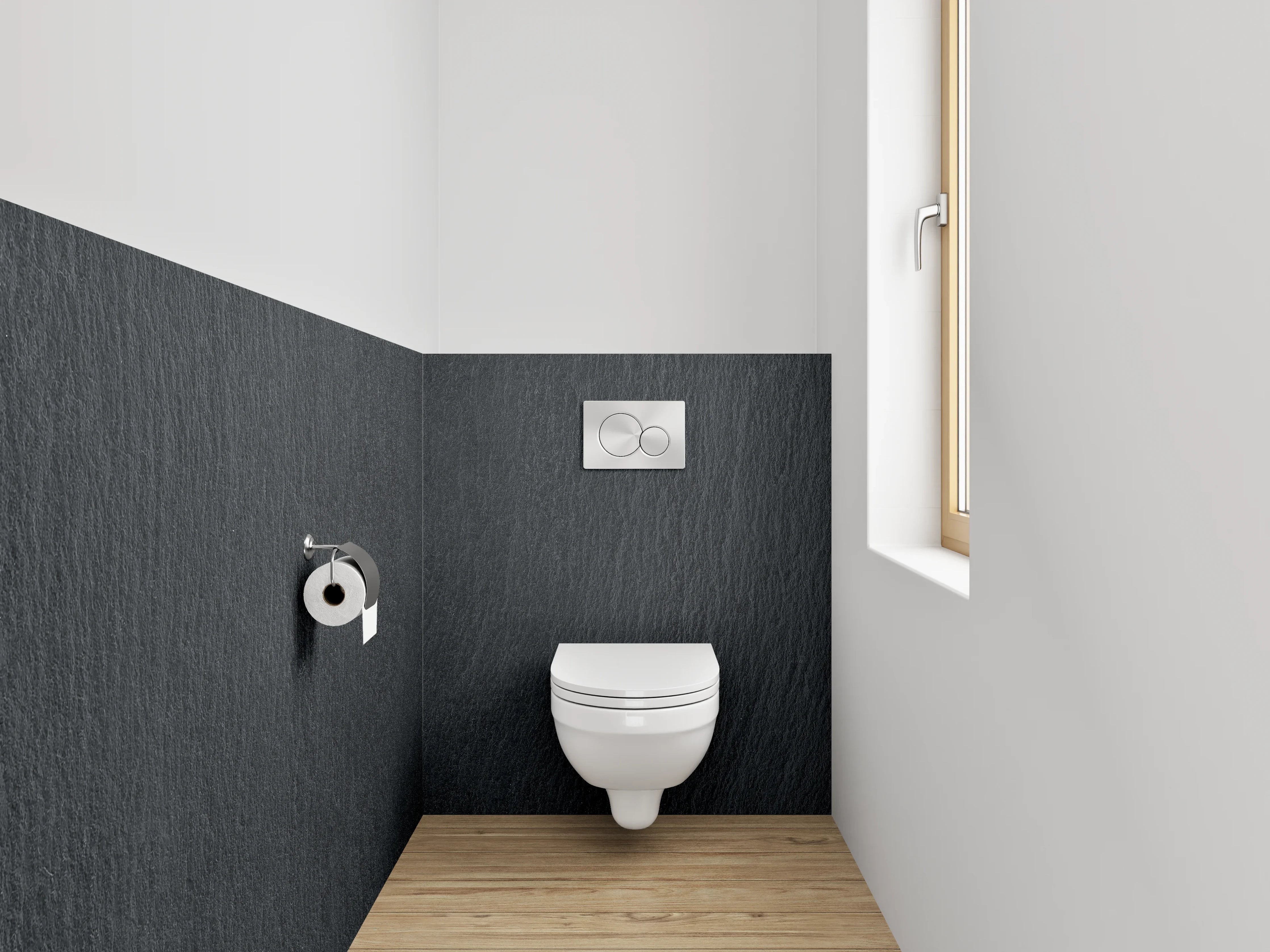WC-Rückwand - Eleganter schwarzer Schiefer-Look