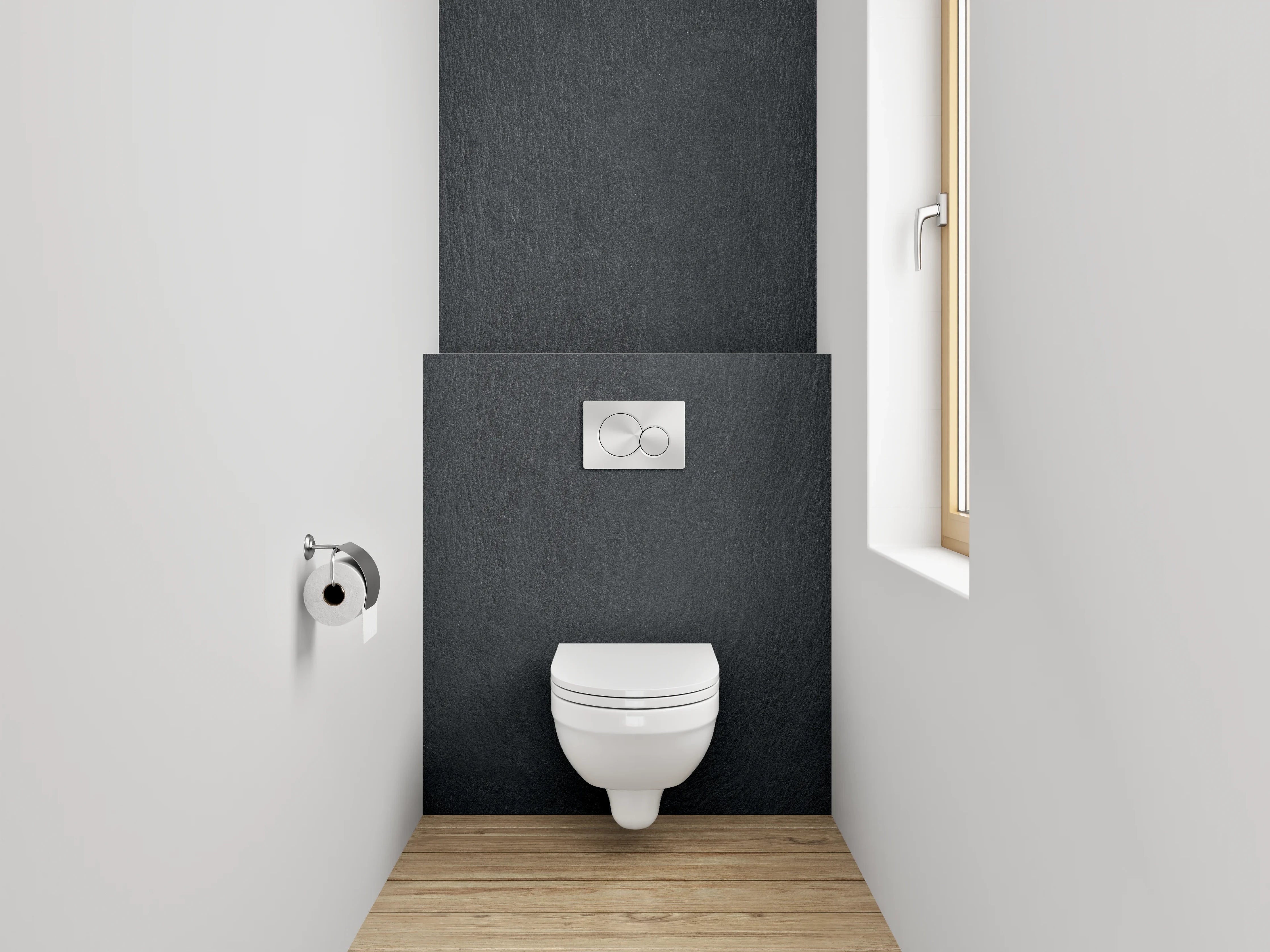 WC-Rückwand - Eleganter schwarzer Schiefer-Look