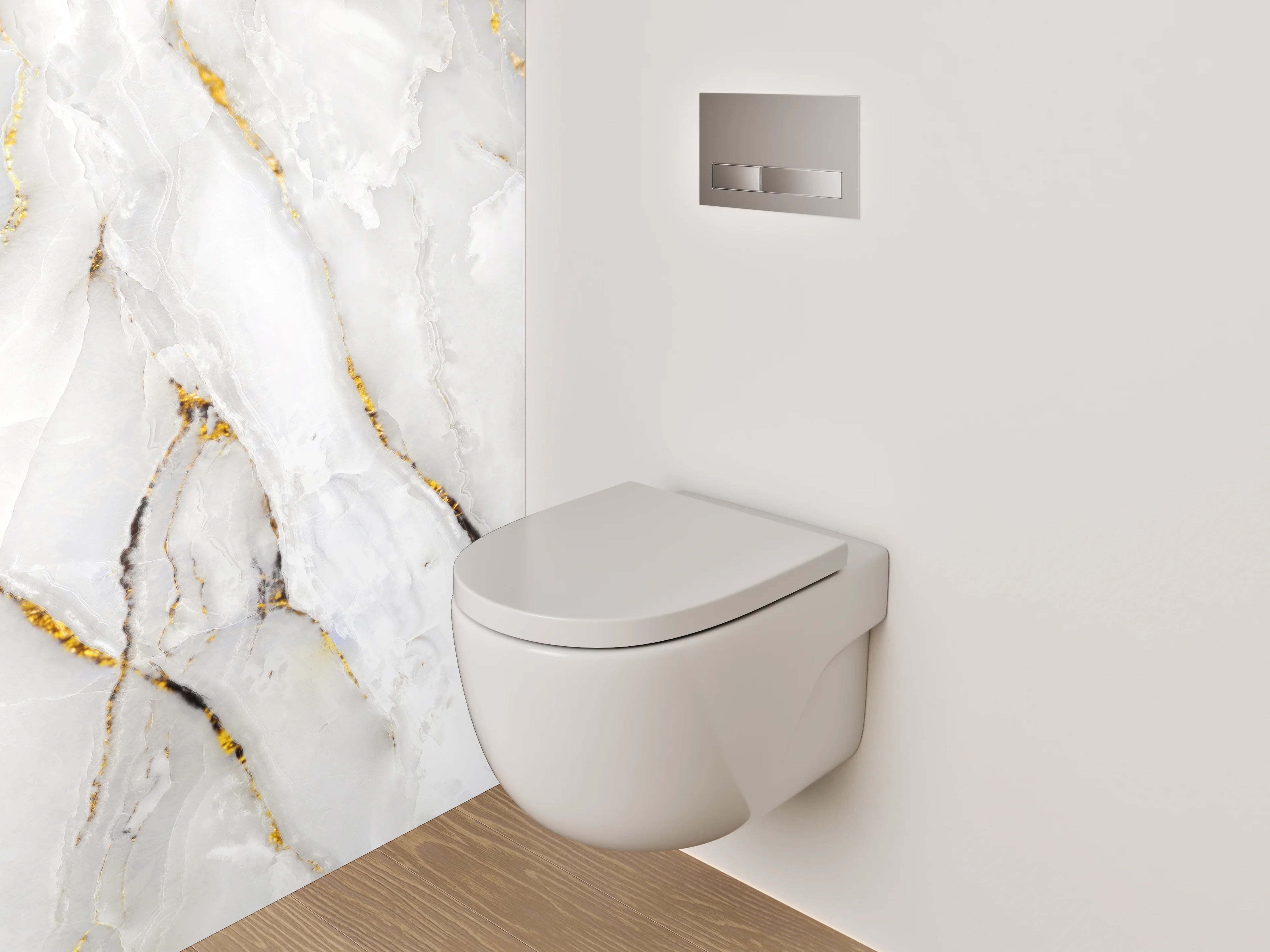 WC-Rückwand - Eleganter weiß-grauer Marmor-Look