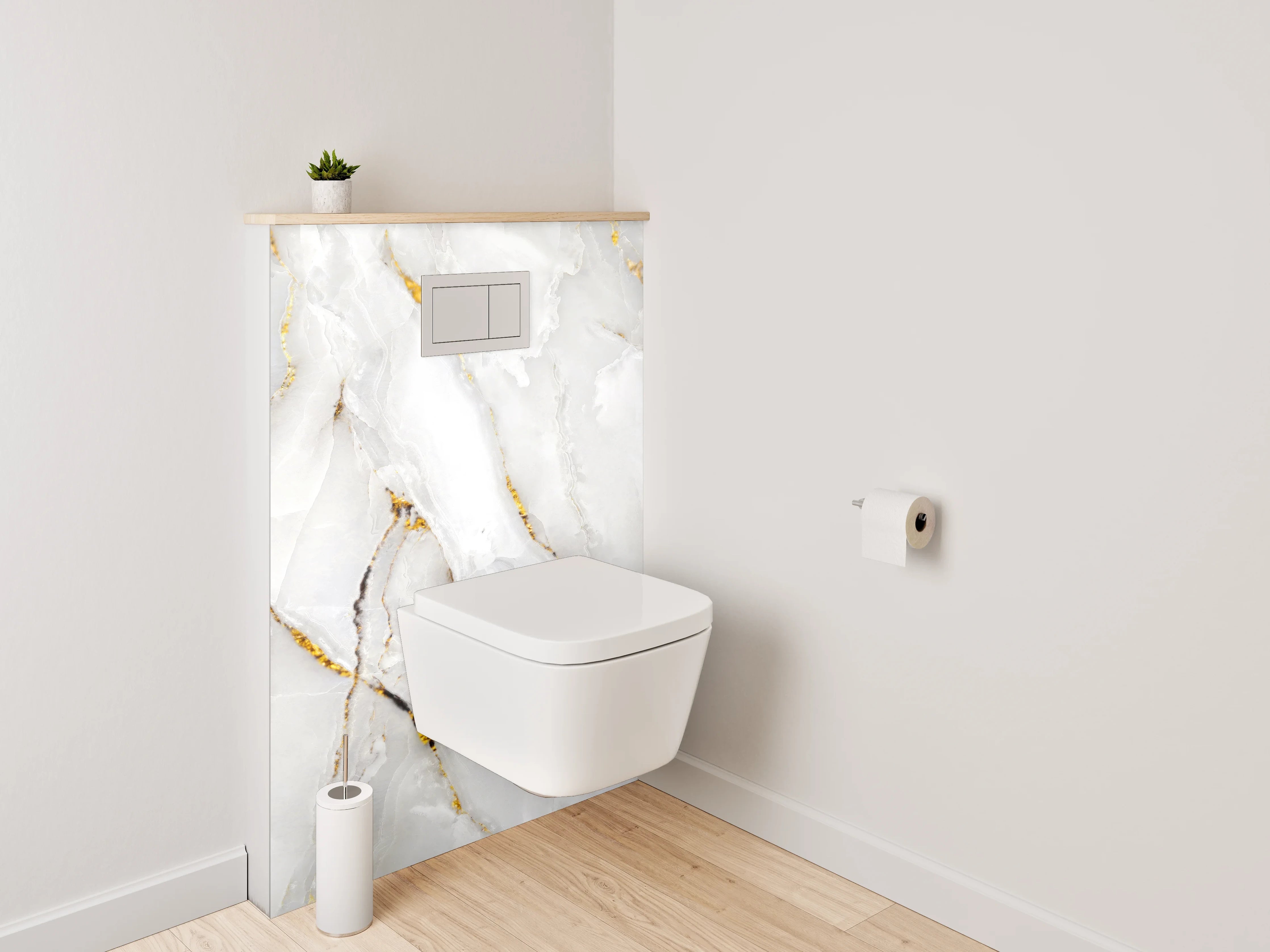 WC-Rückwand - Eleganter weiß-grauer Marmor-Look