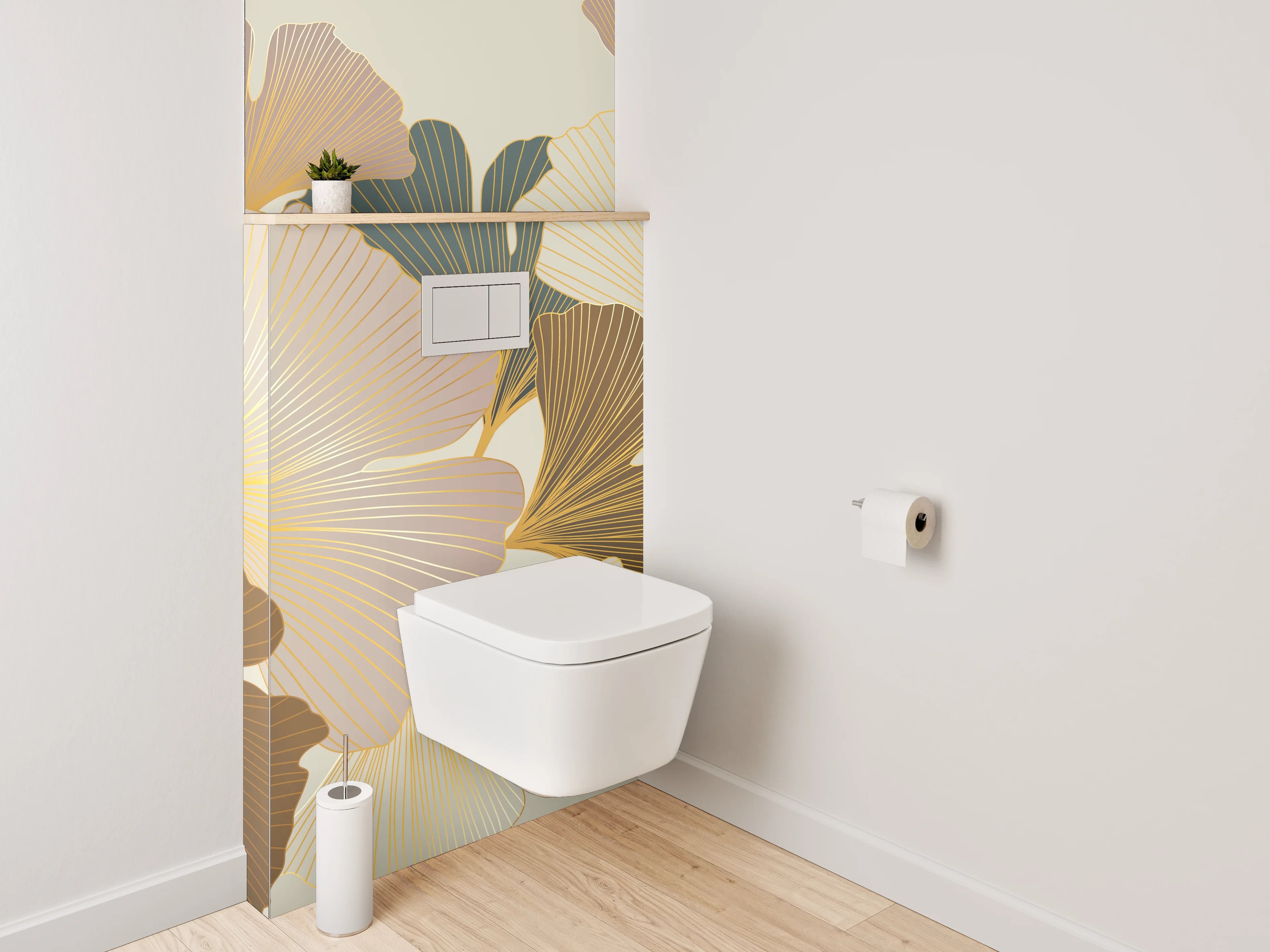 WC-Rückwand - Elegantes Gingko Blatt Kunstmotiv