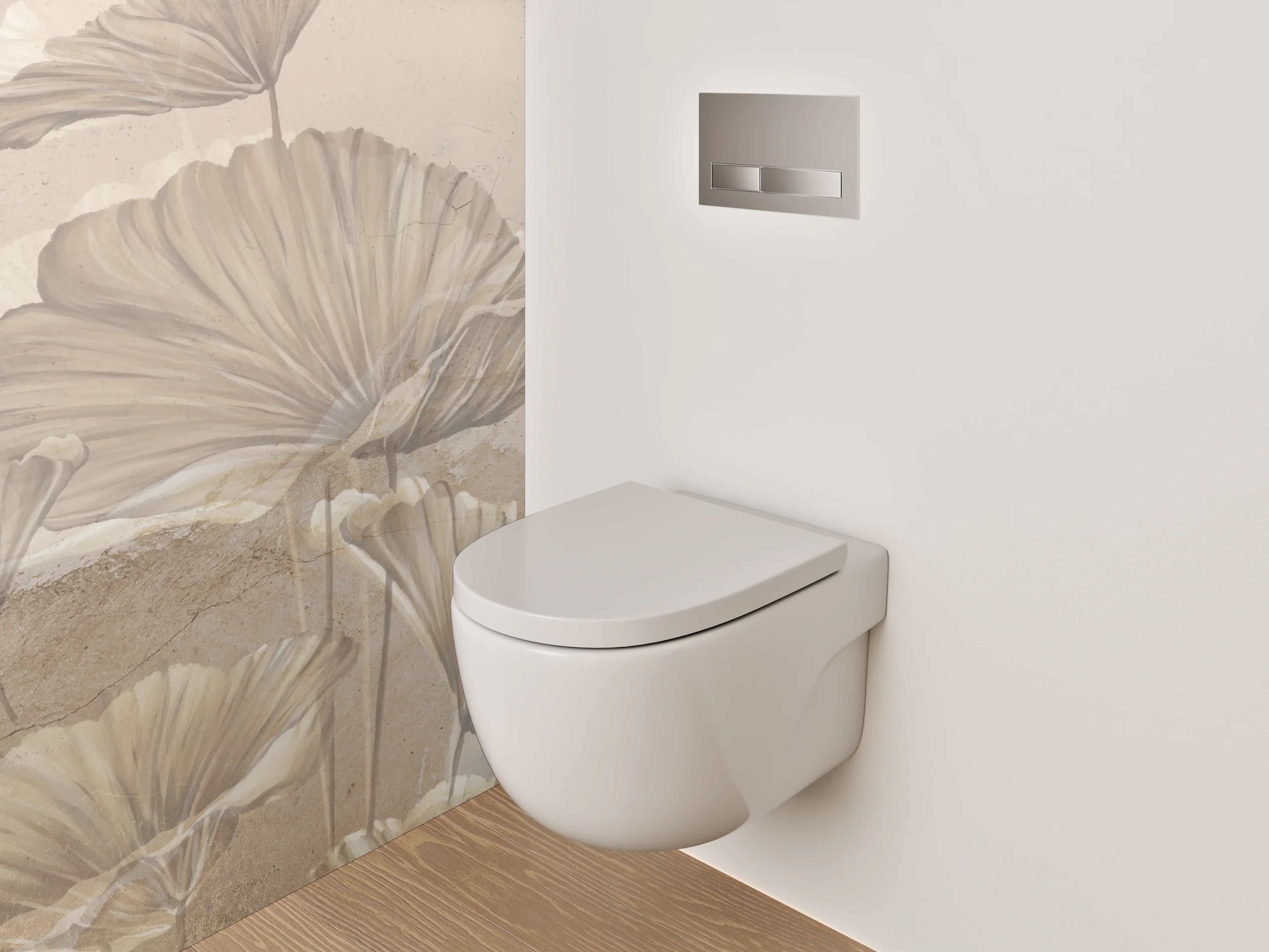 WC-Rückwand - Elegantes Ginkgo-Blatt Aquarell Beige