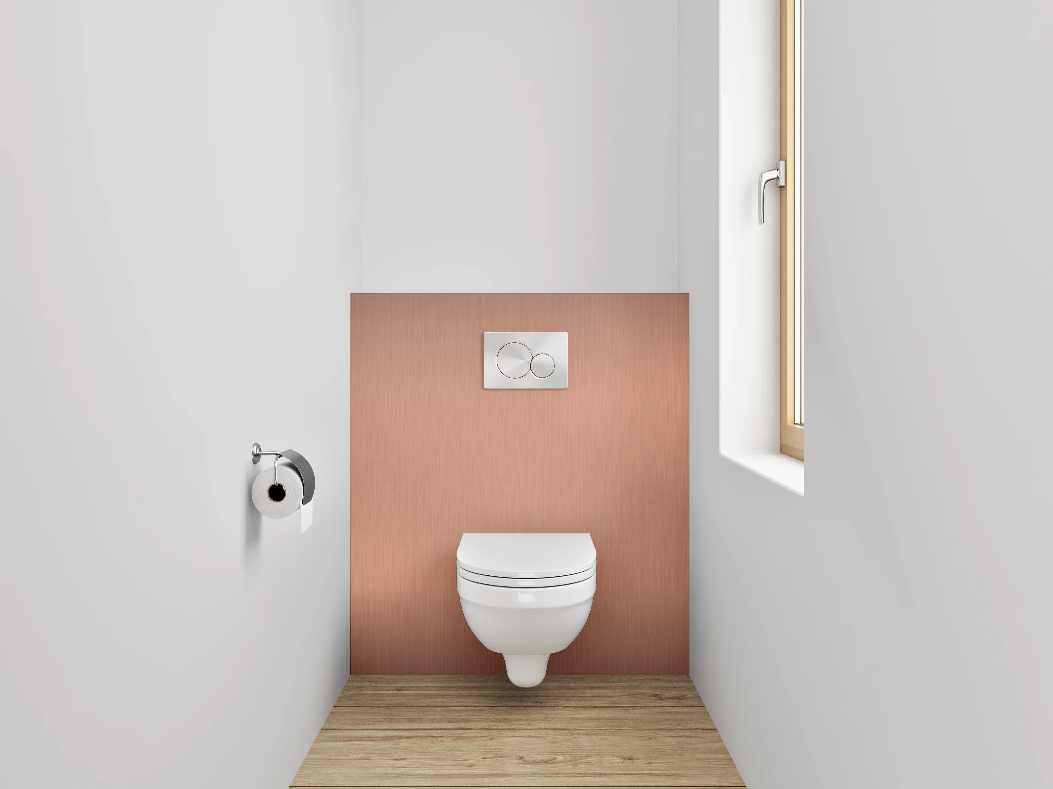 WC-Rückwand - Elegantes Kupfer-Metall Design