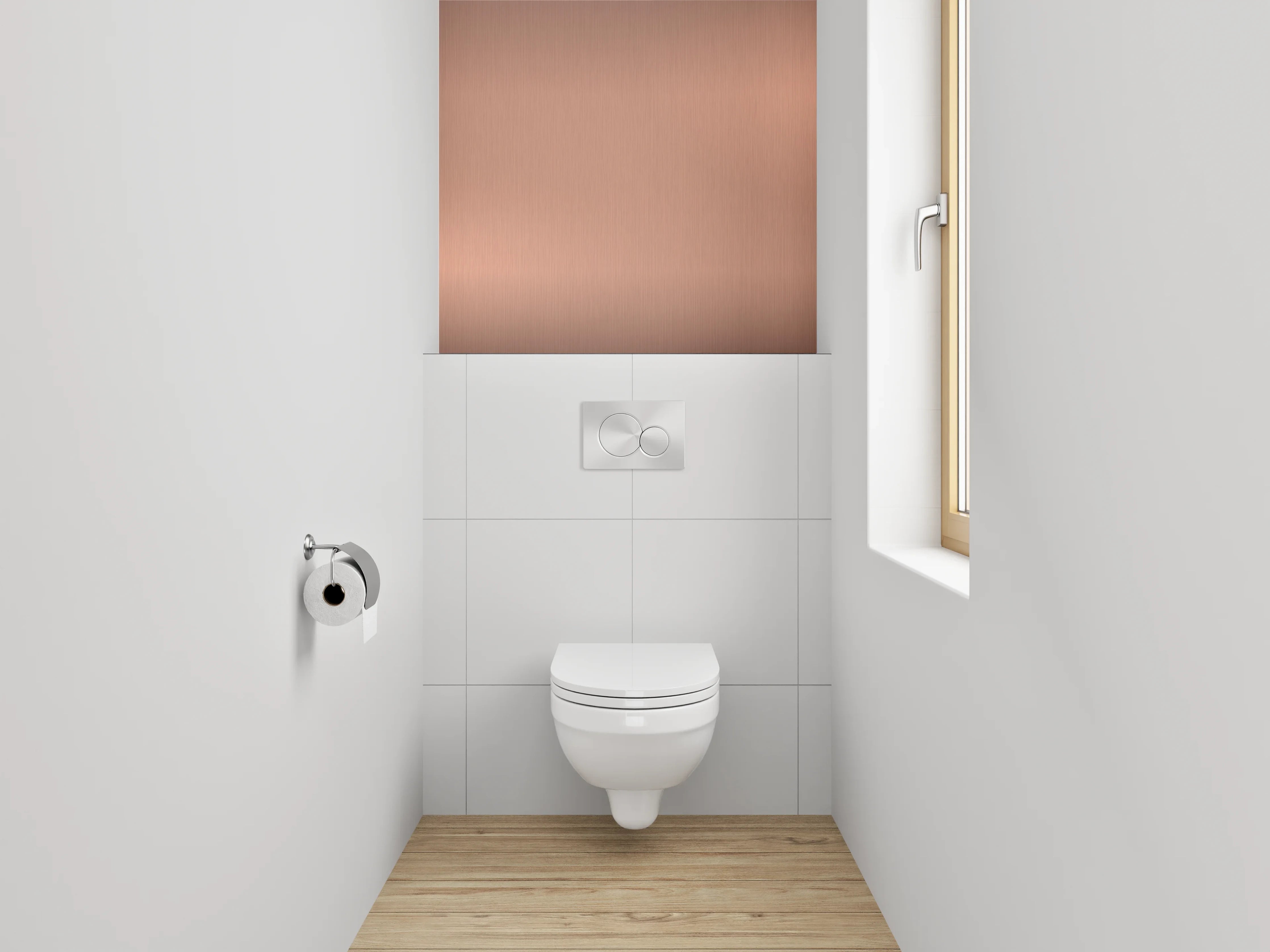 WC-Rückwand - Elegantes Kupfer-Metall Design