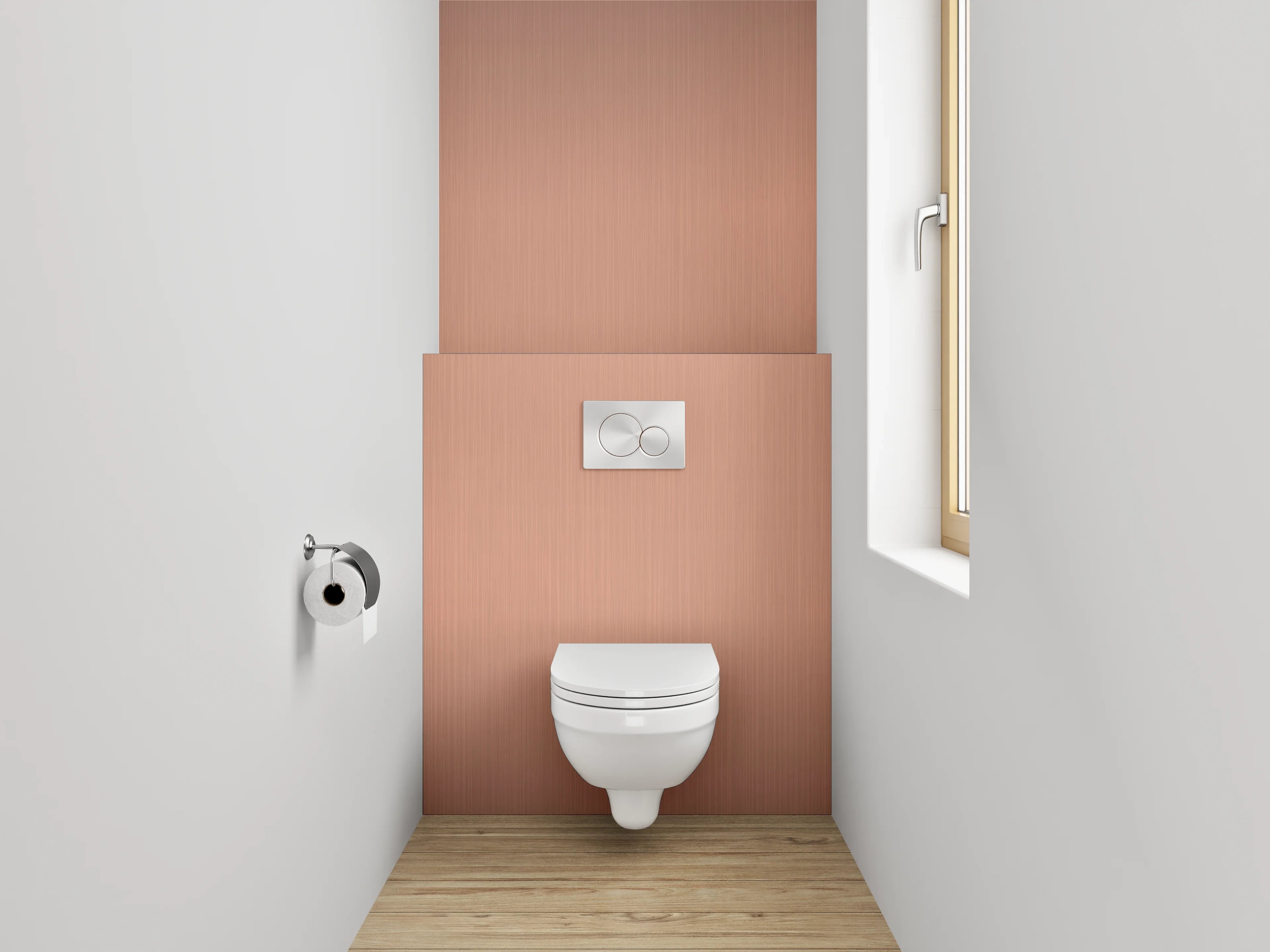 WC-Rückwand - Elegantes Kupfer-Metall Design