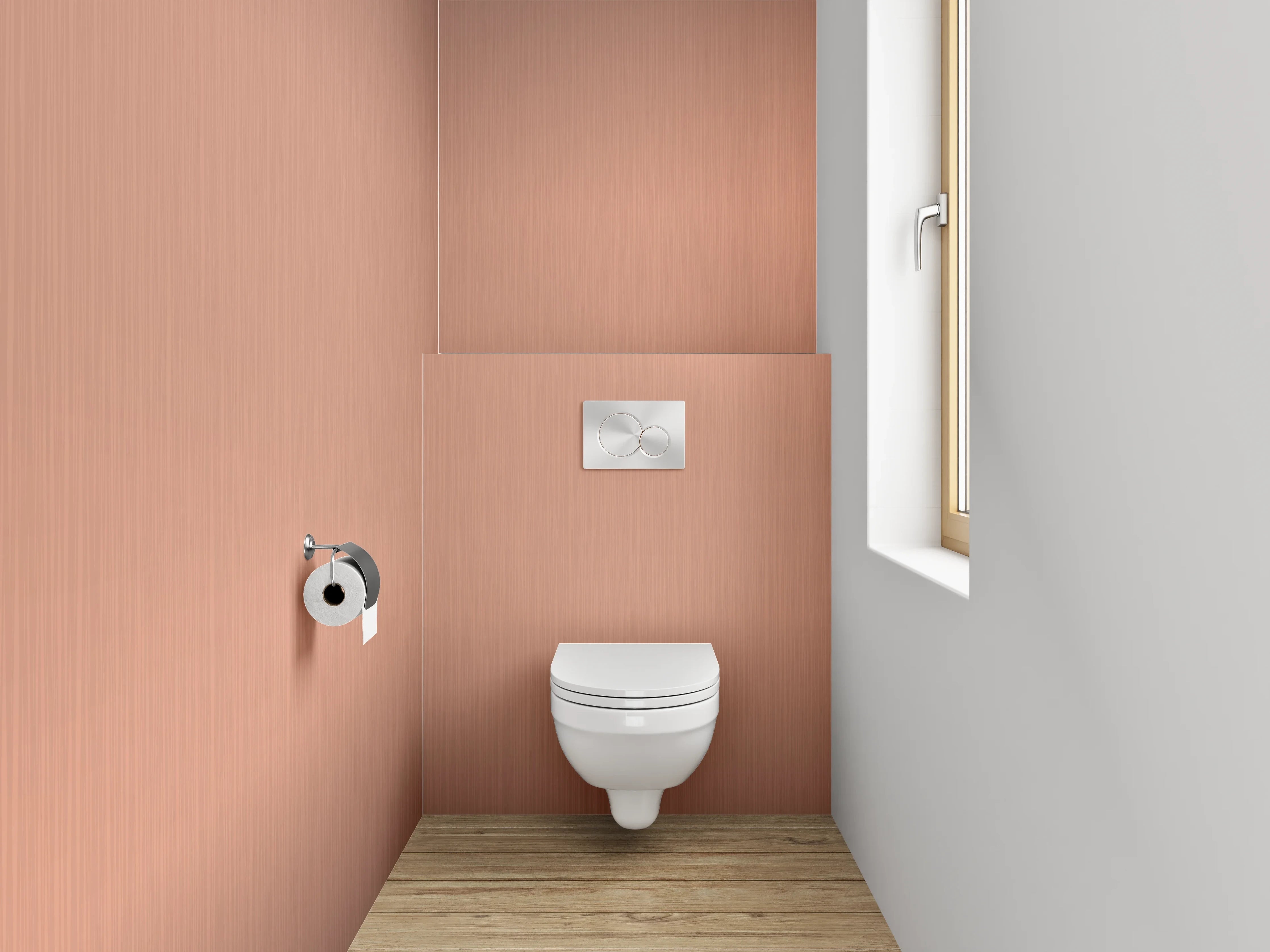 WC-Rückwand - Elegantes Kupfer-Metall Design