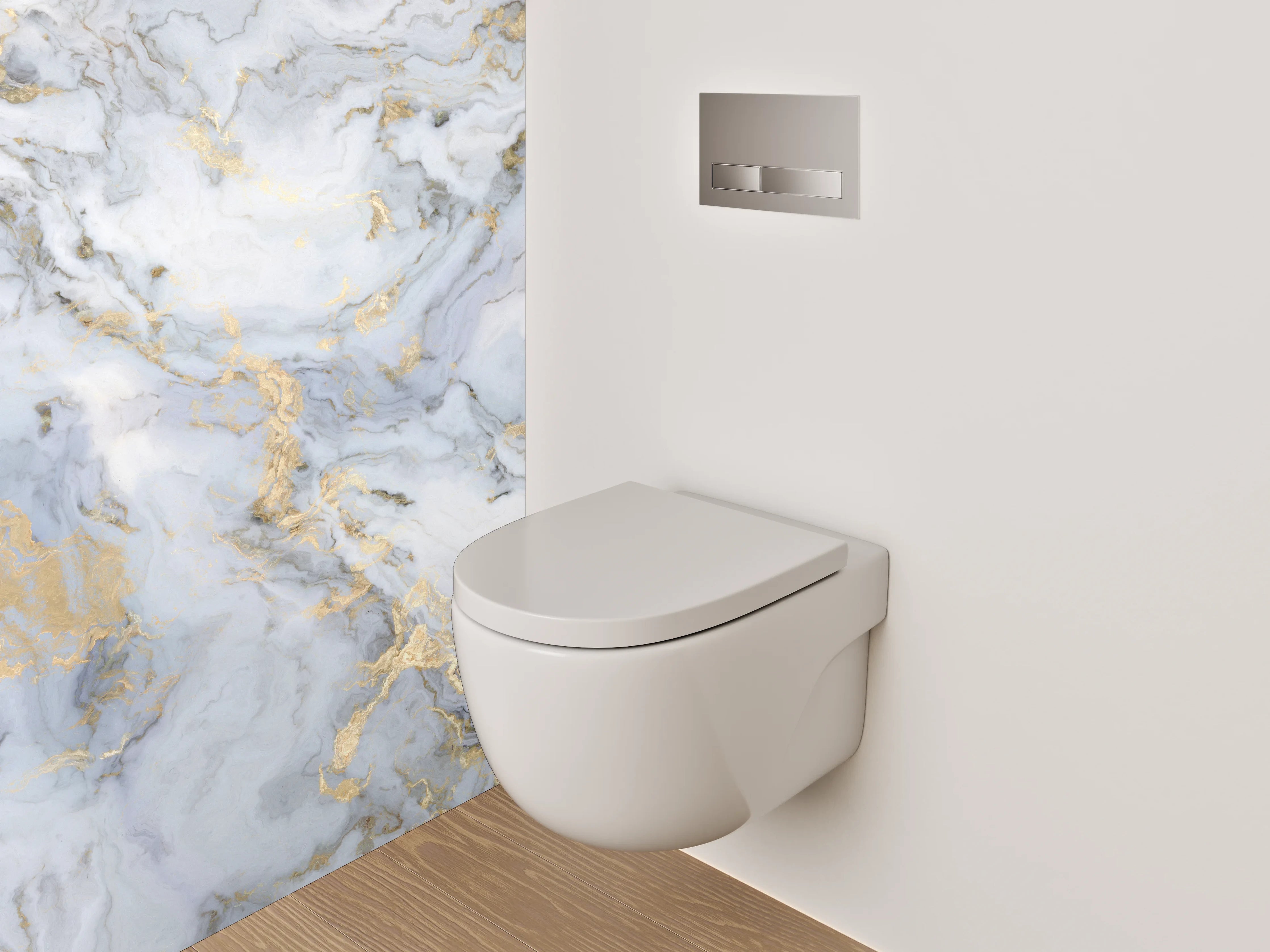 WC-Rückwand - Elegantes Marmor-Design in Weiß und Grau