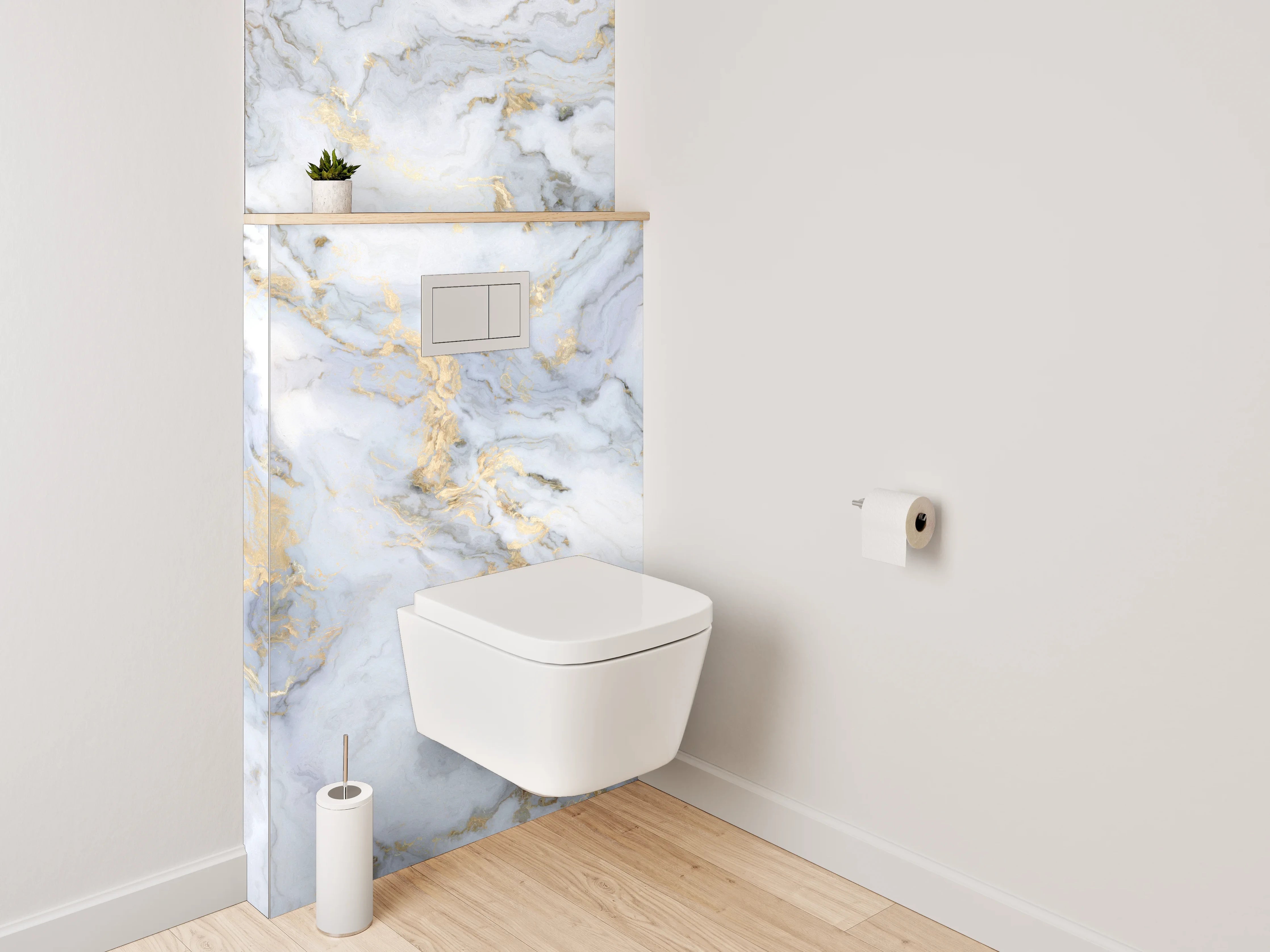 WC-Rückwand - Elegantes Marmor-Design in Weiß und Grau