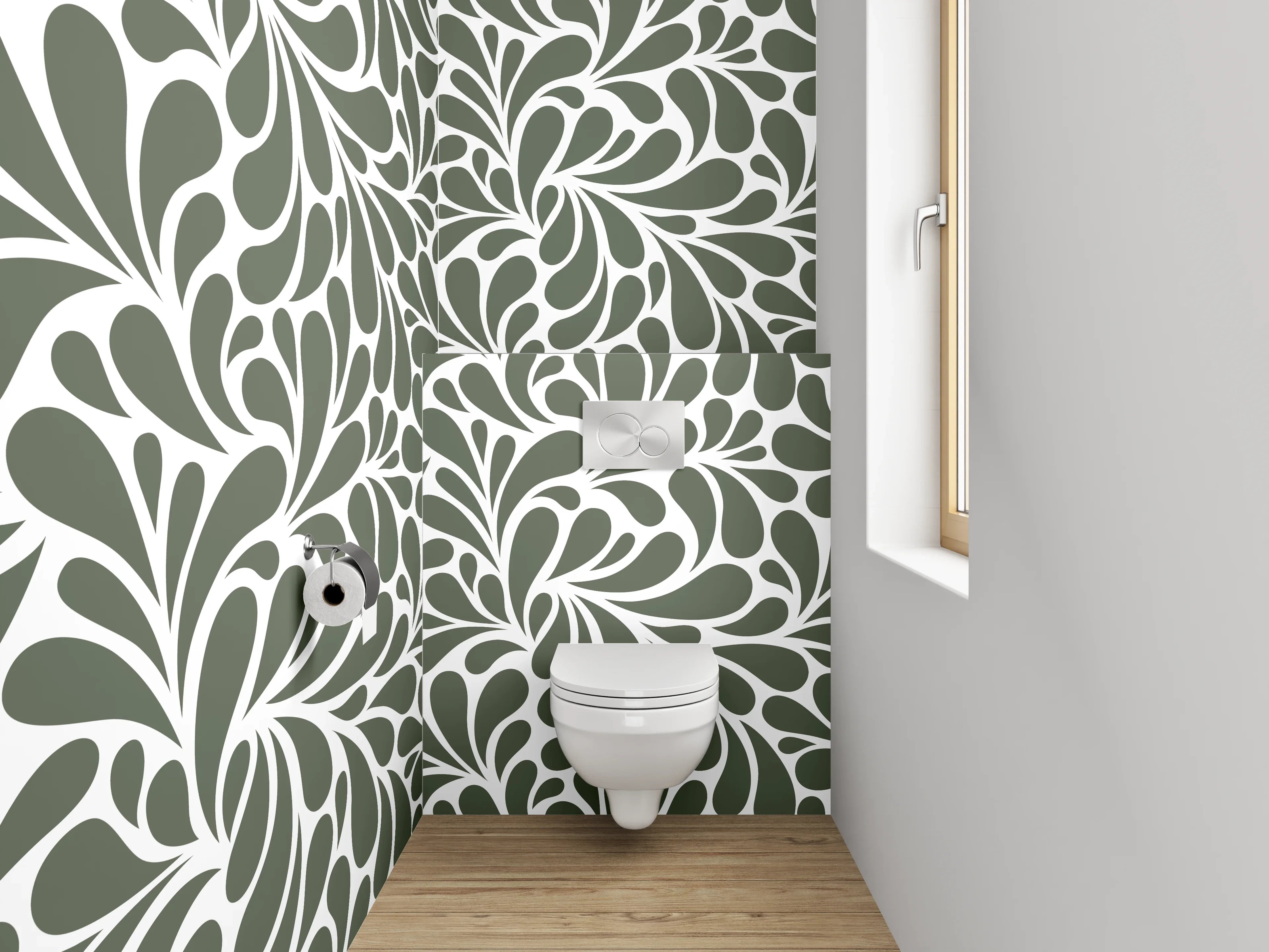 WC-Rückwand - Elegantes Ornamentmuster in Erdtönen