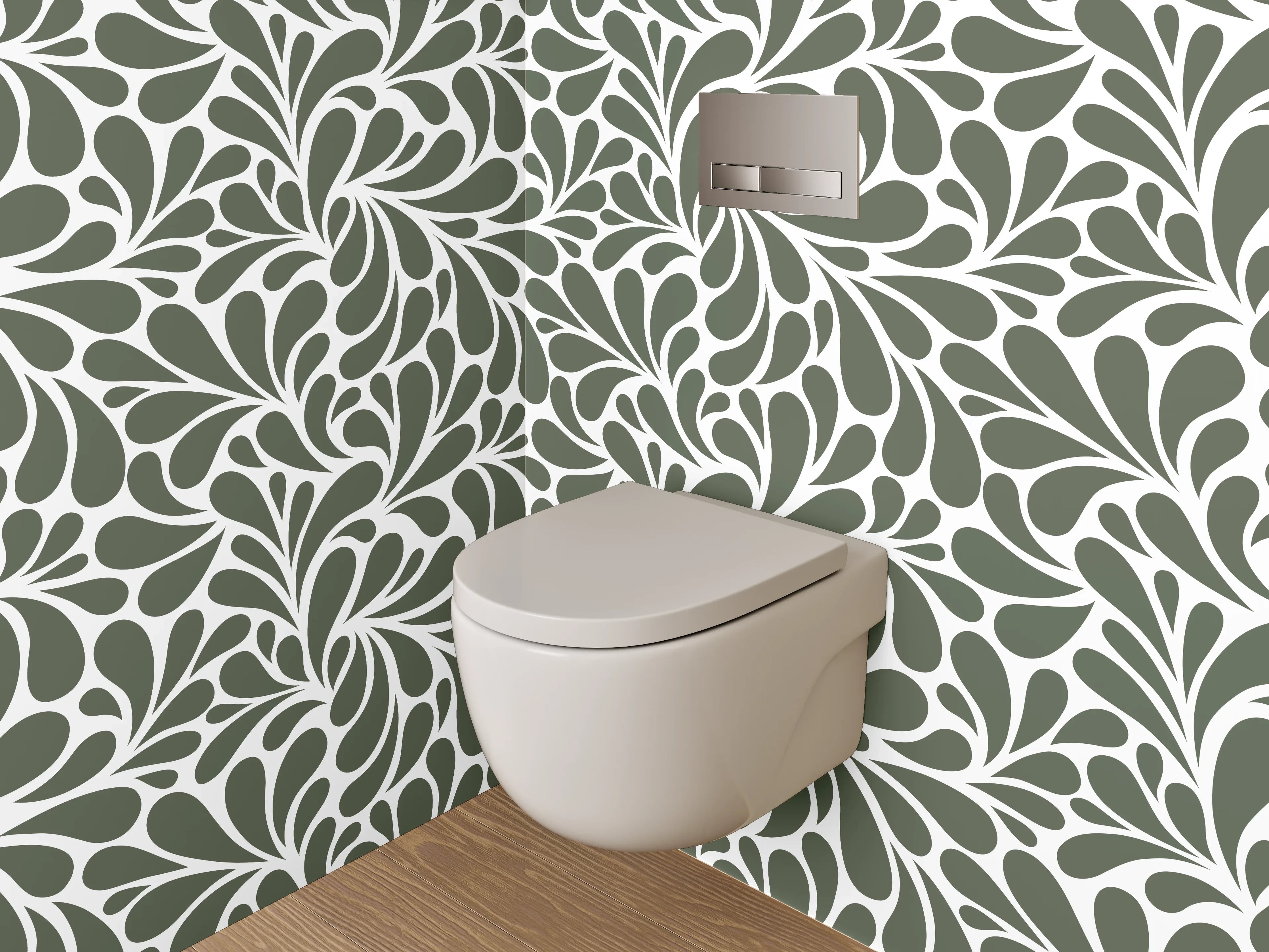 WC-Rückwand - Elegantes Ornamentmuster in Erdtönen
