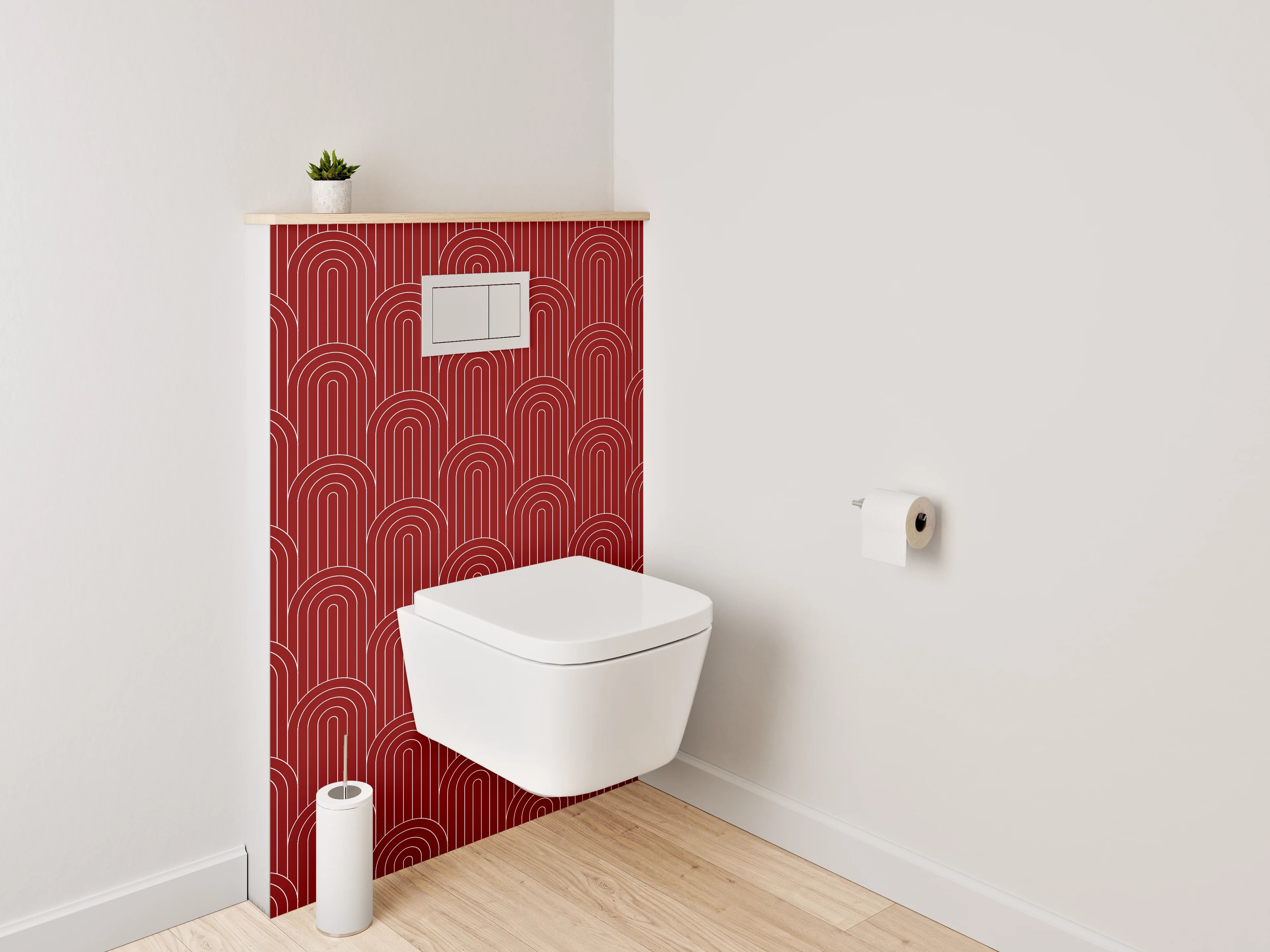 WC-Rückwand - Elegantes rotes Muster mit grafischem Design