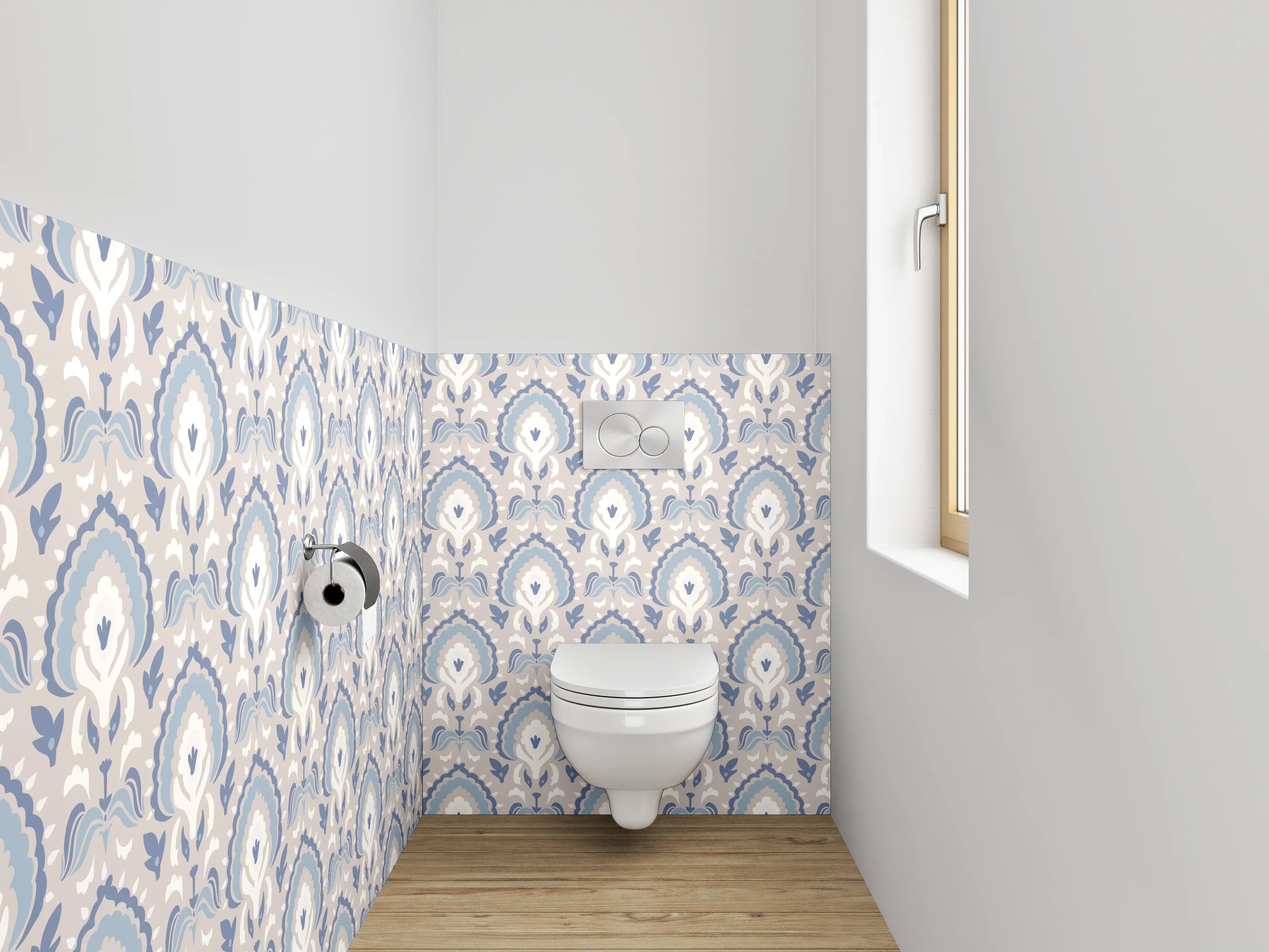 WC-Rückwand - Elegantes silbernes Muster