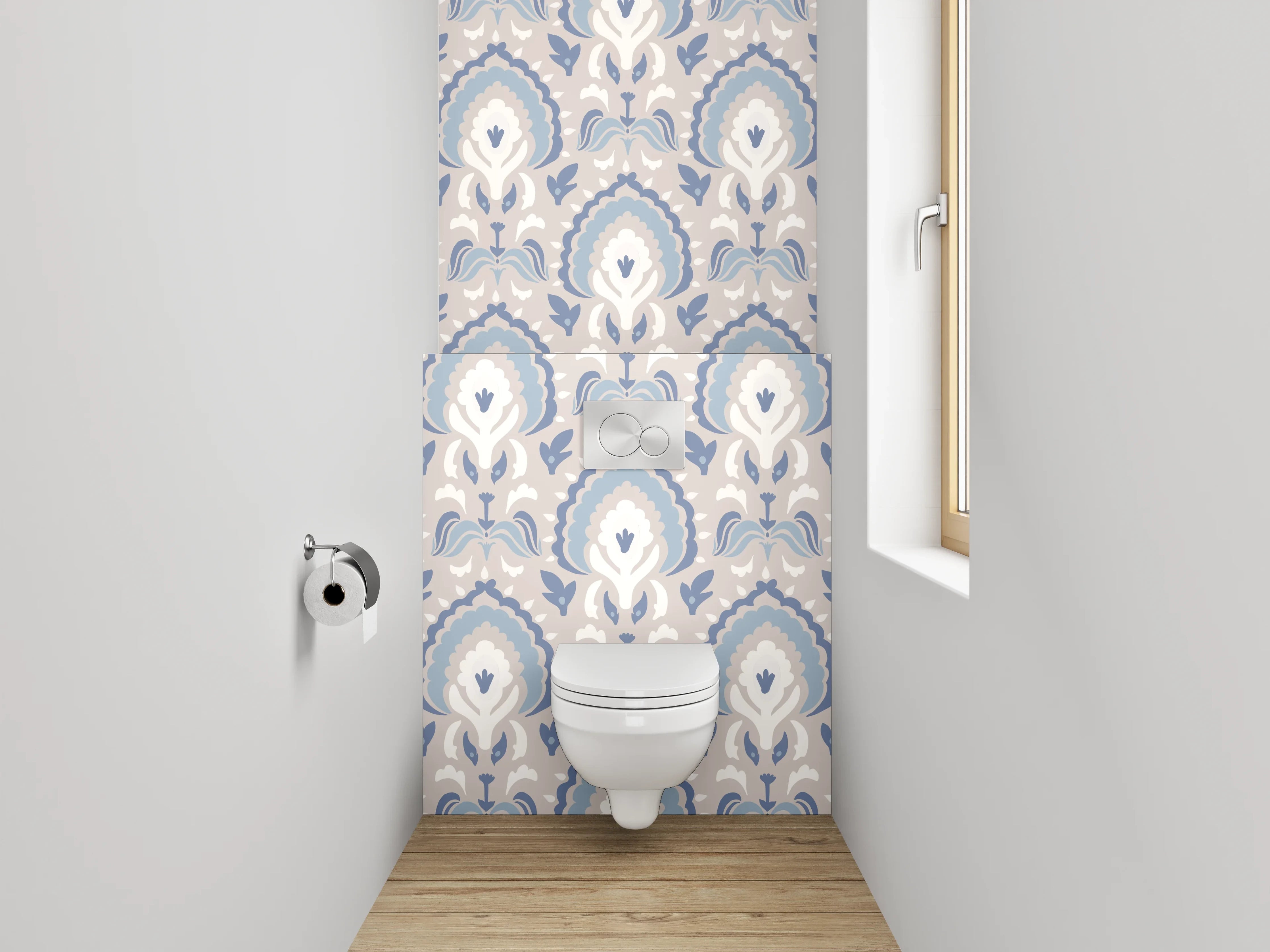 WC-Rückwand - Elegantes silbernes Muster