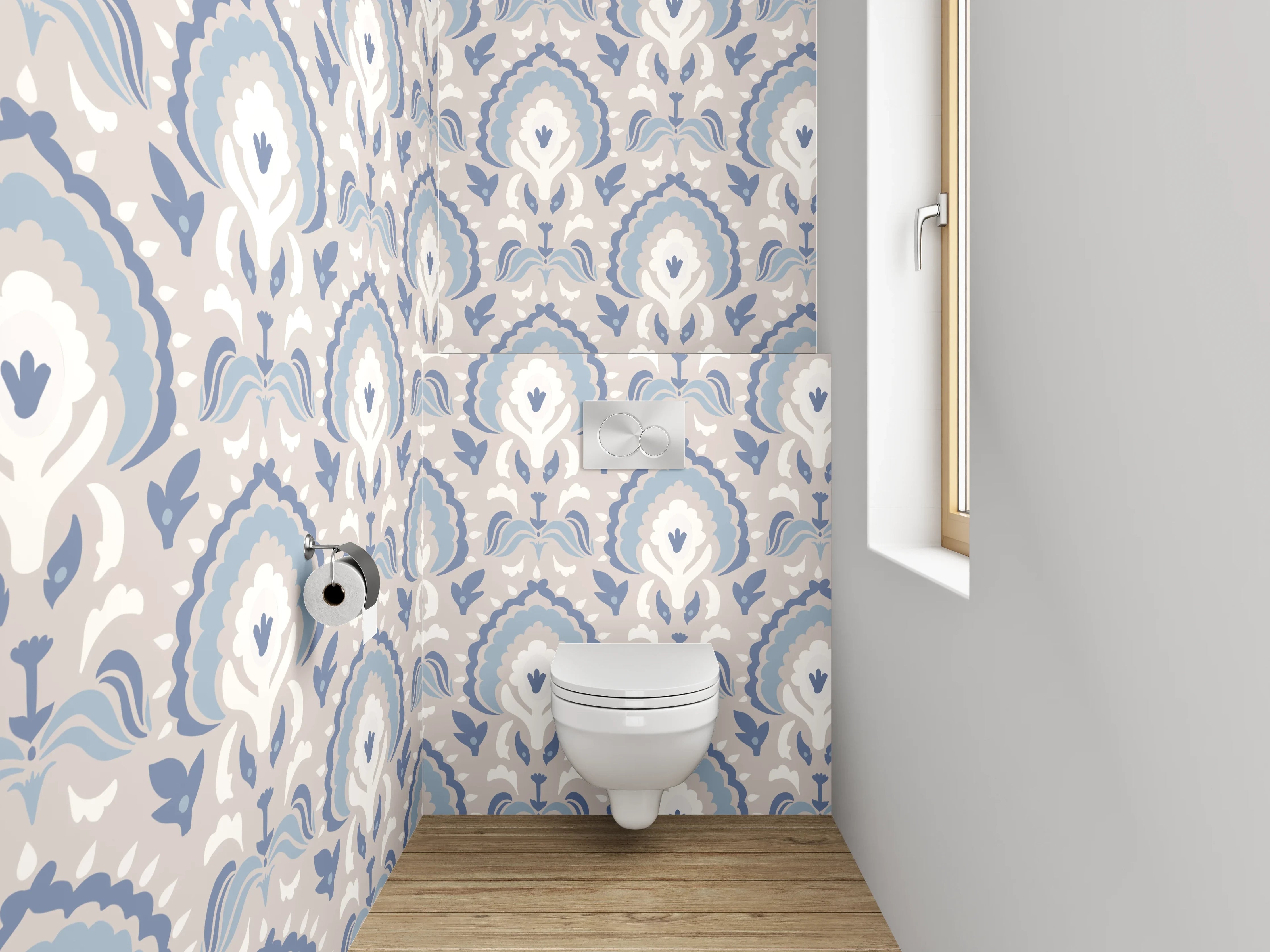 WC-Rückwand - Elegantes silbernes Muster