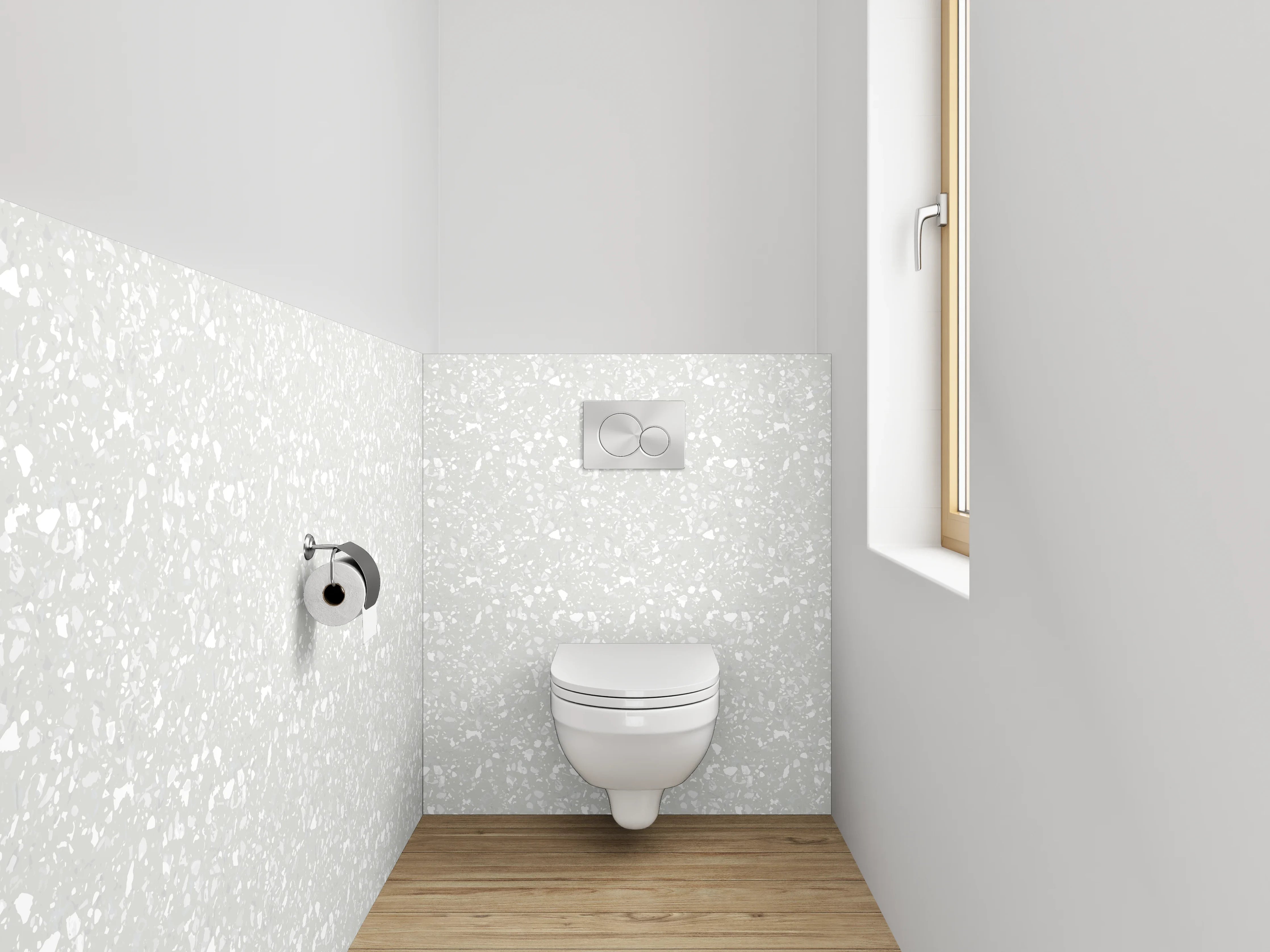 WC-Rückwand - Elegantes weiß-graues Marmormuster