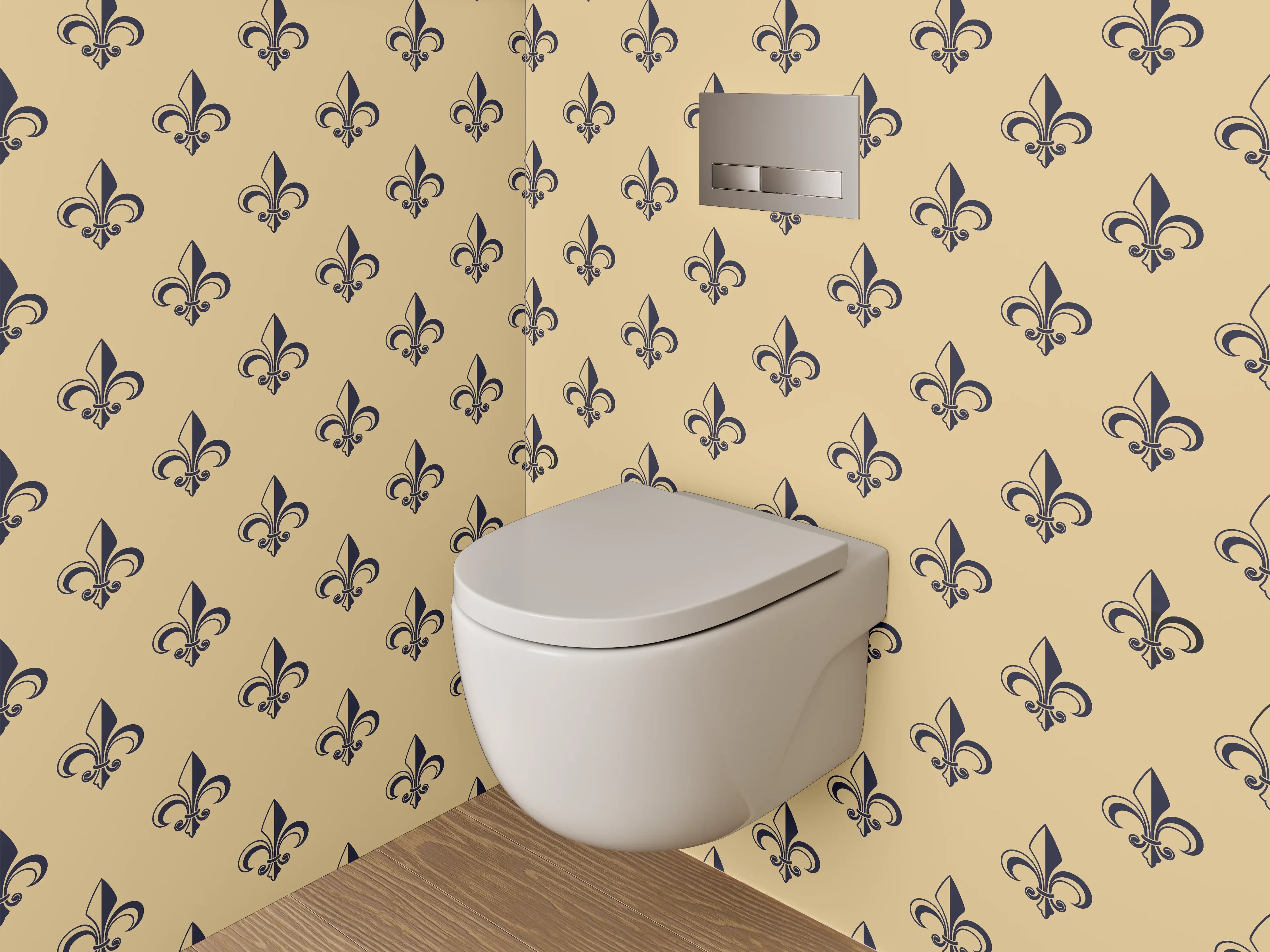WC-Rückwand - Elegantes, elegisches Muster in Beige und Schwarz