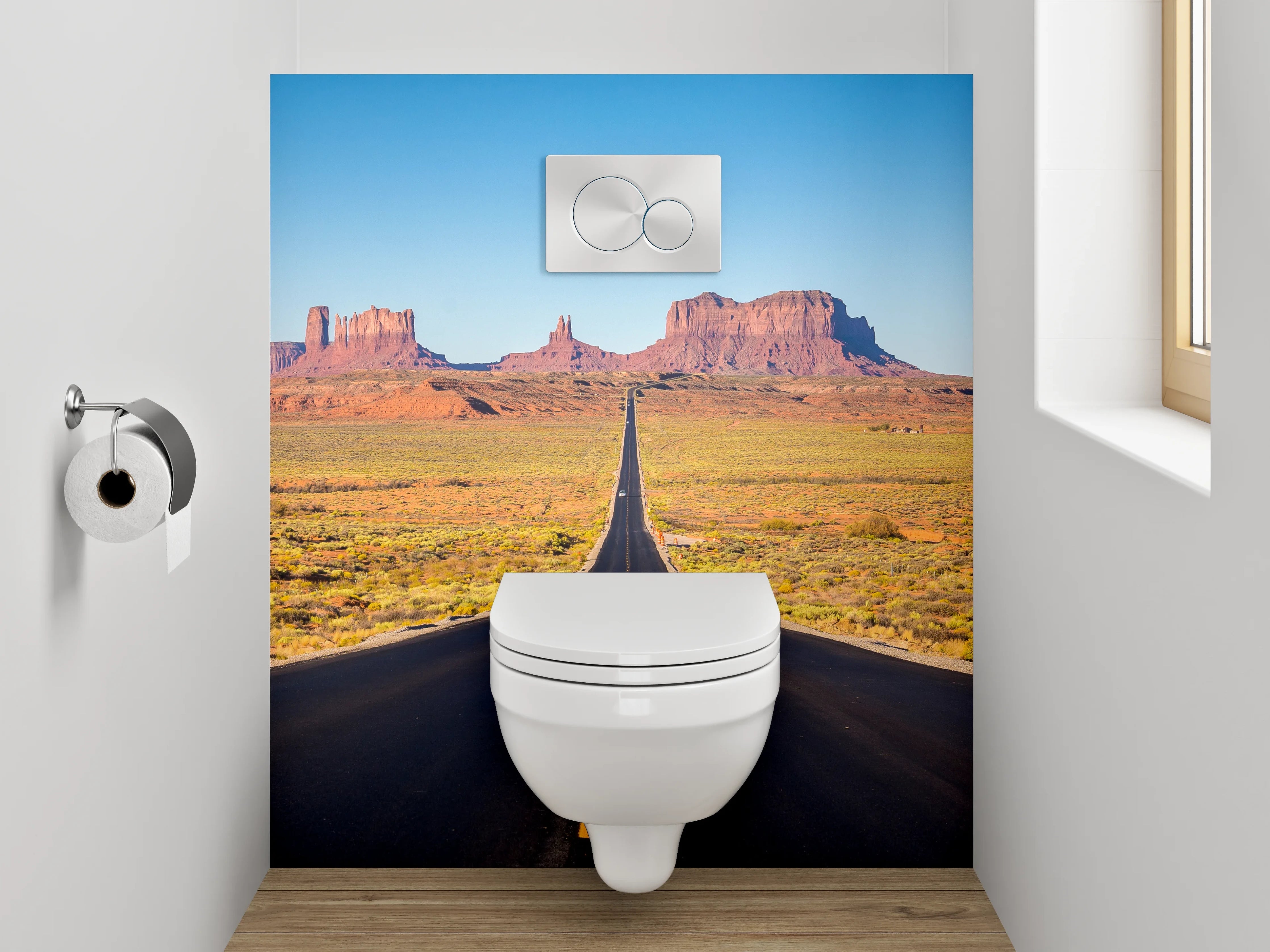 WC-Rückwand - Endlose Straße im Monument Valley