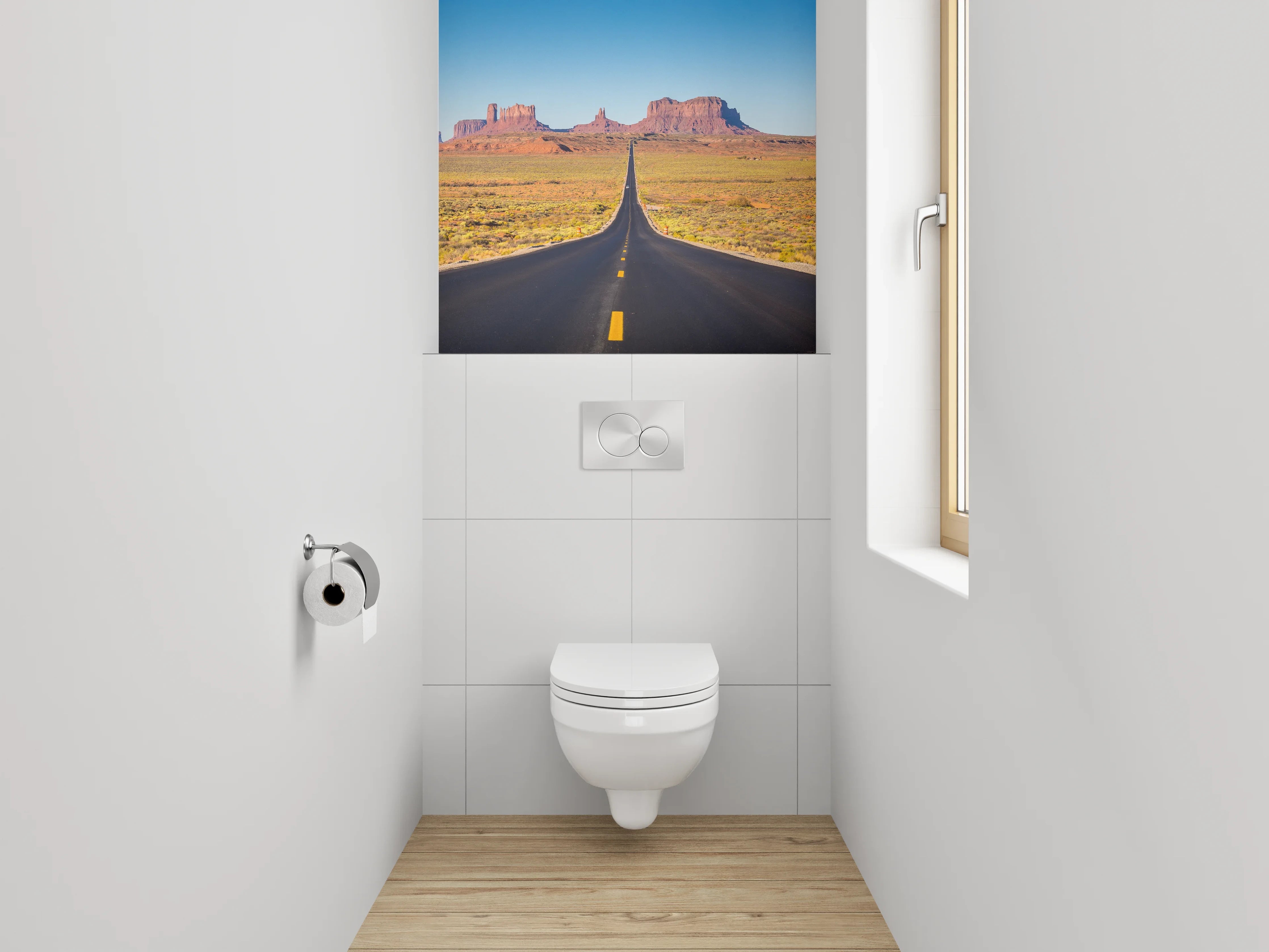 WC-Rückwand - Endlose Straße im Monument Valley