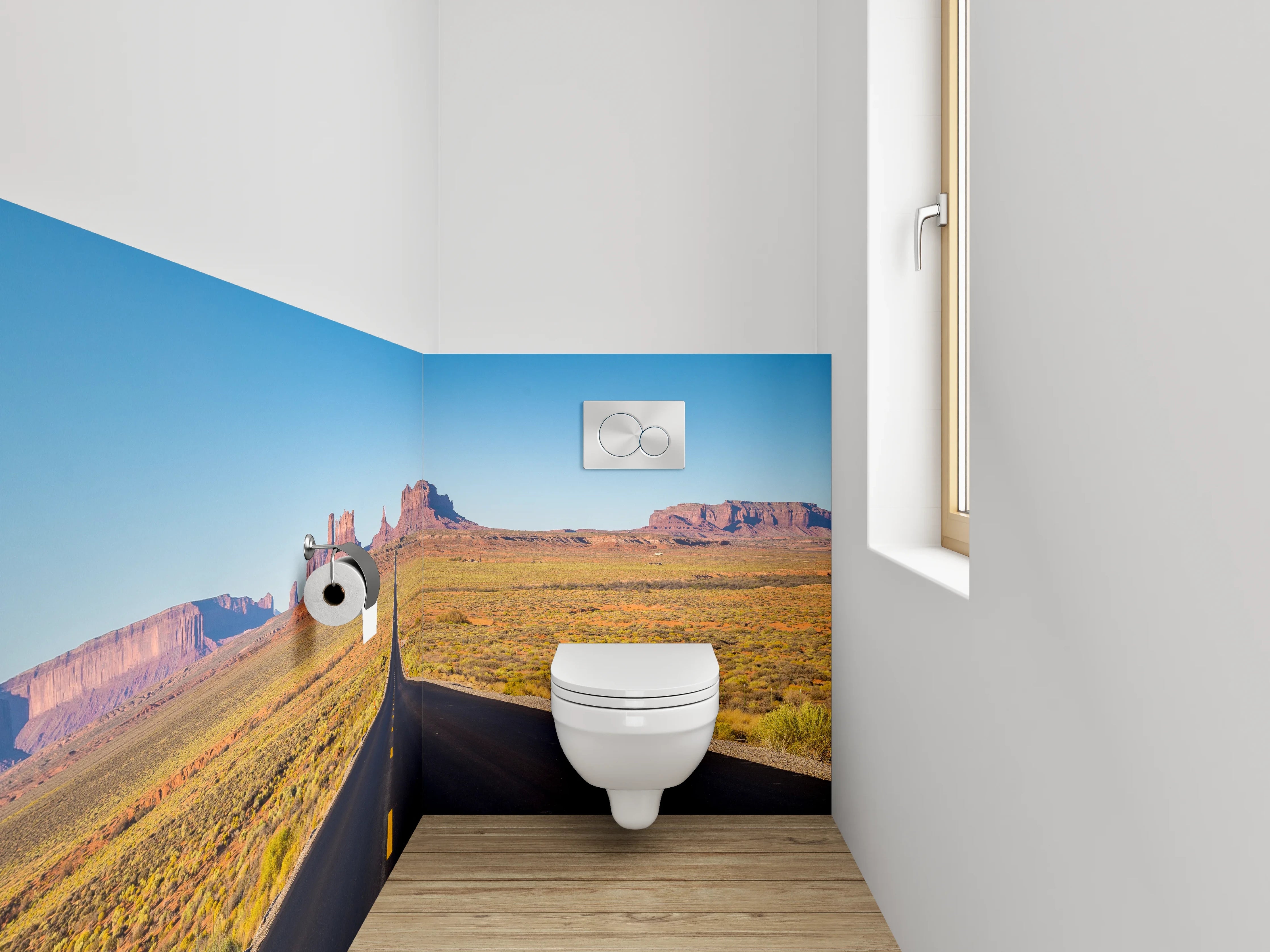 WC-Rückwand - Endlose Straße im Monument Valley