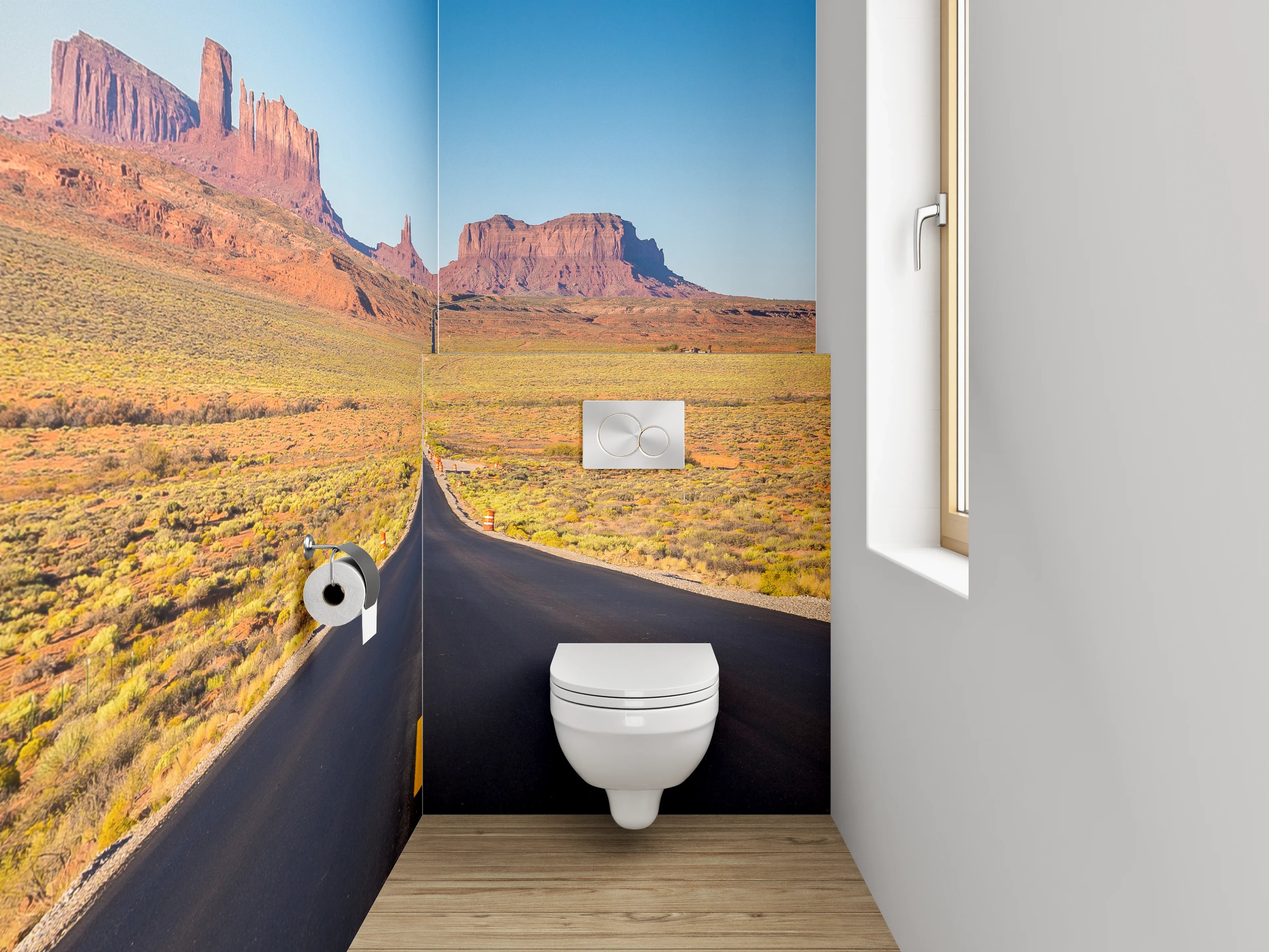 WC-Rückwand - Endlose Straße im Monument Valley