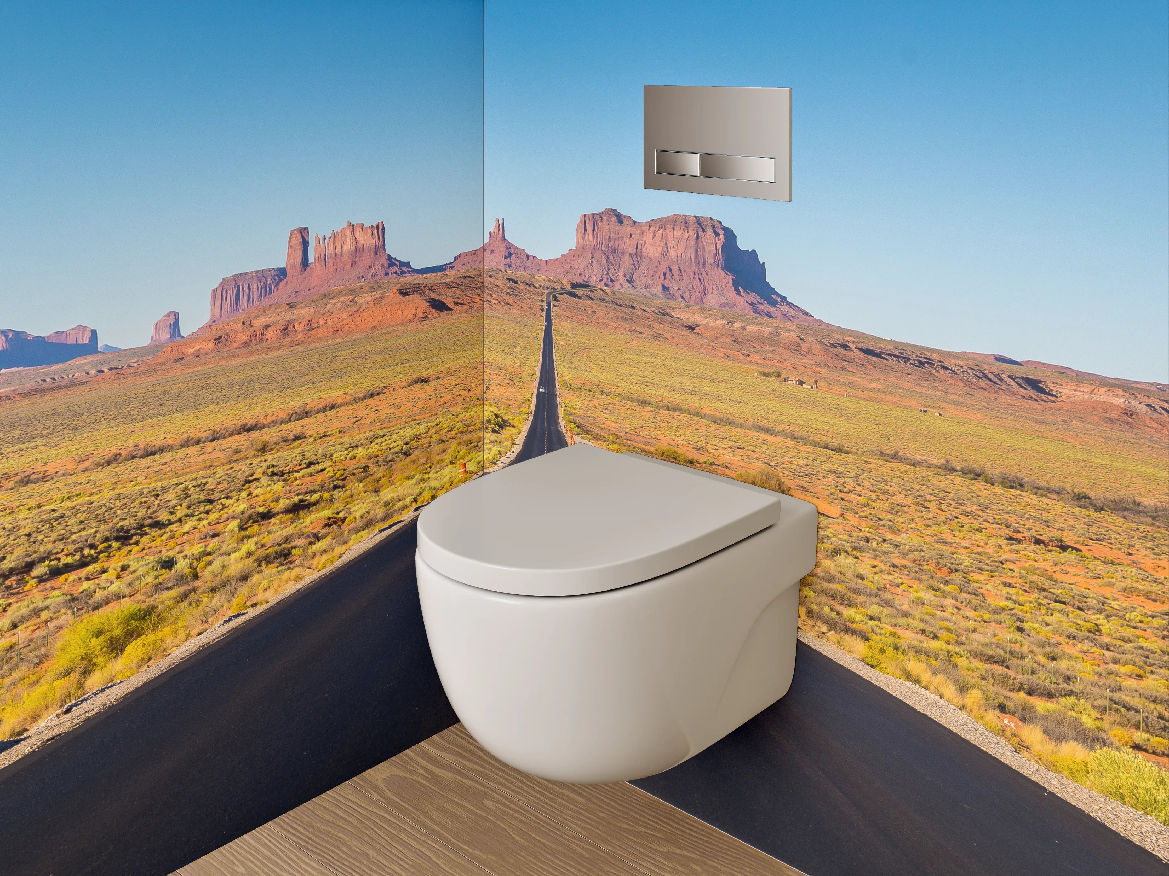 WC-Rückwand - Endlose Straße im Monument Valley