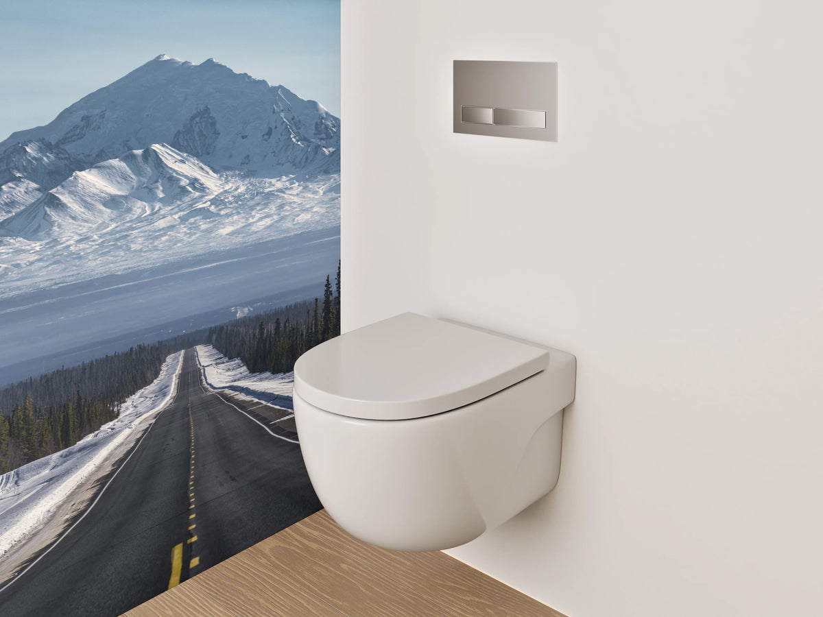 WC-Rückwand - Endlose Straße zu schneebedeckten Bergen