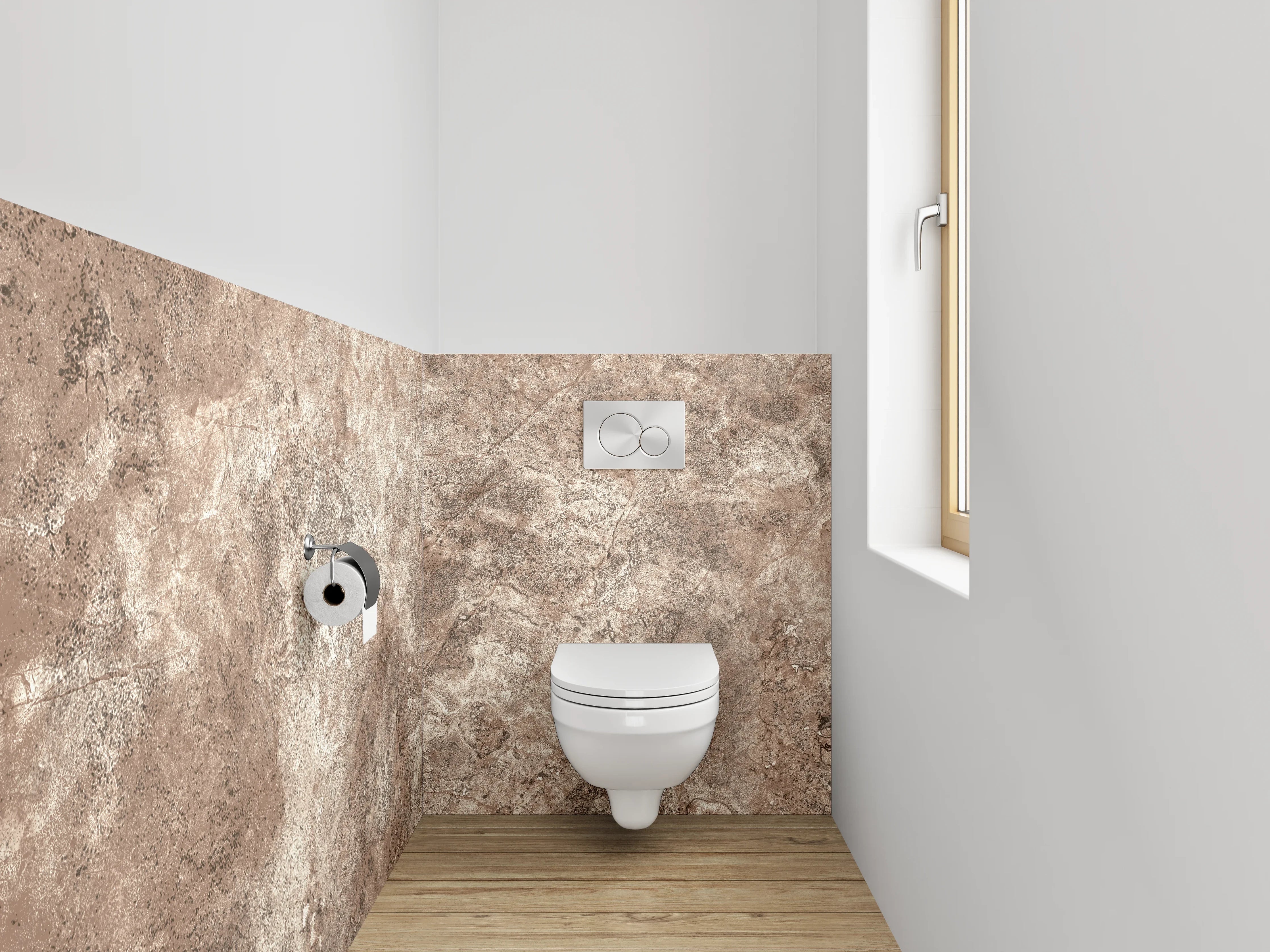 WC-Rückwand - Erdfarbene Steinstruktur