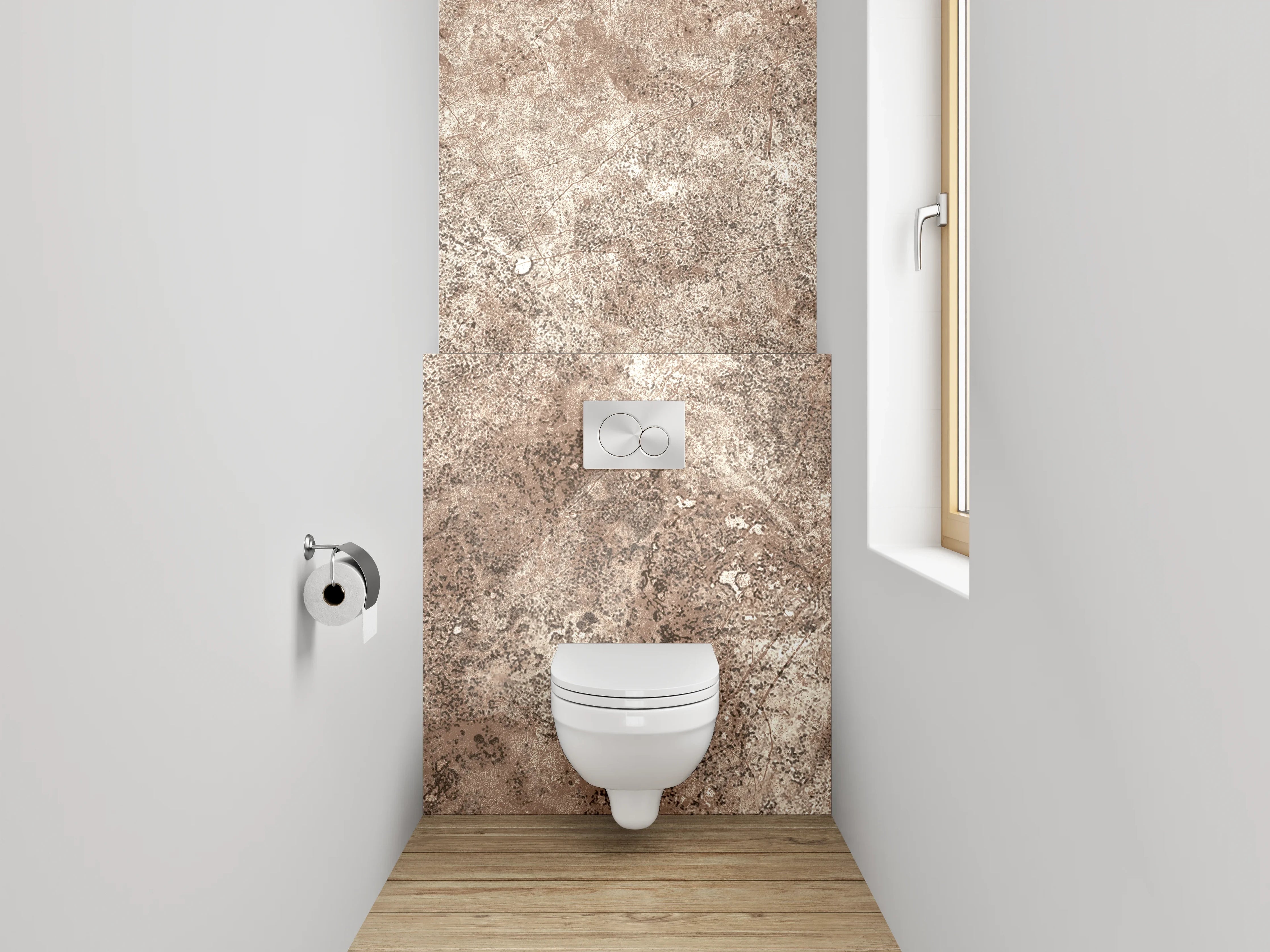 WC-Rückwand - Erdfarbene Steinstruktur