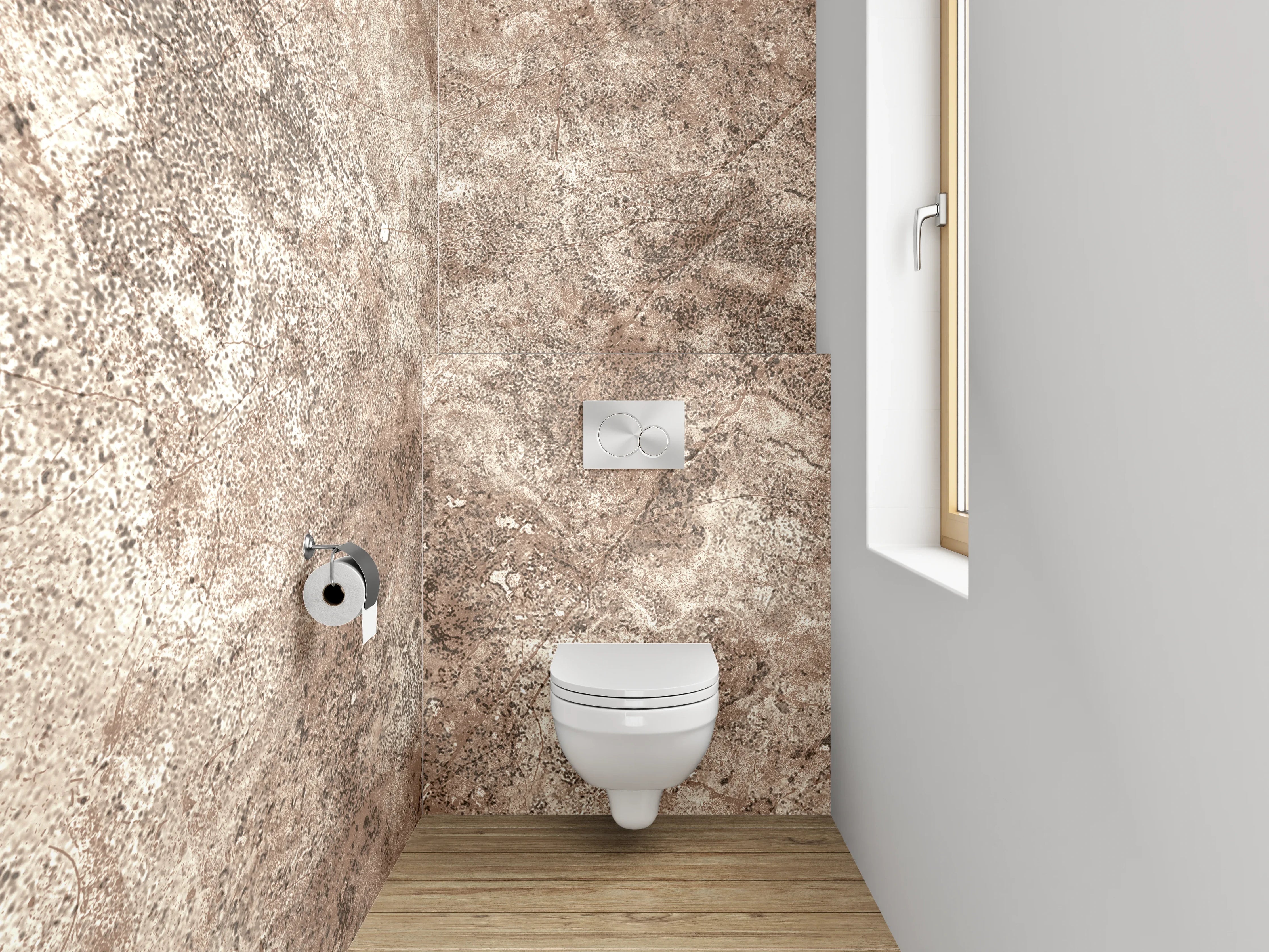 WC-Rückwand - Erdfarbene Steinstruktur