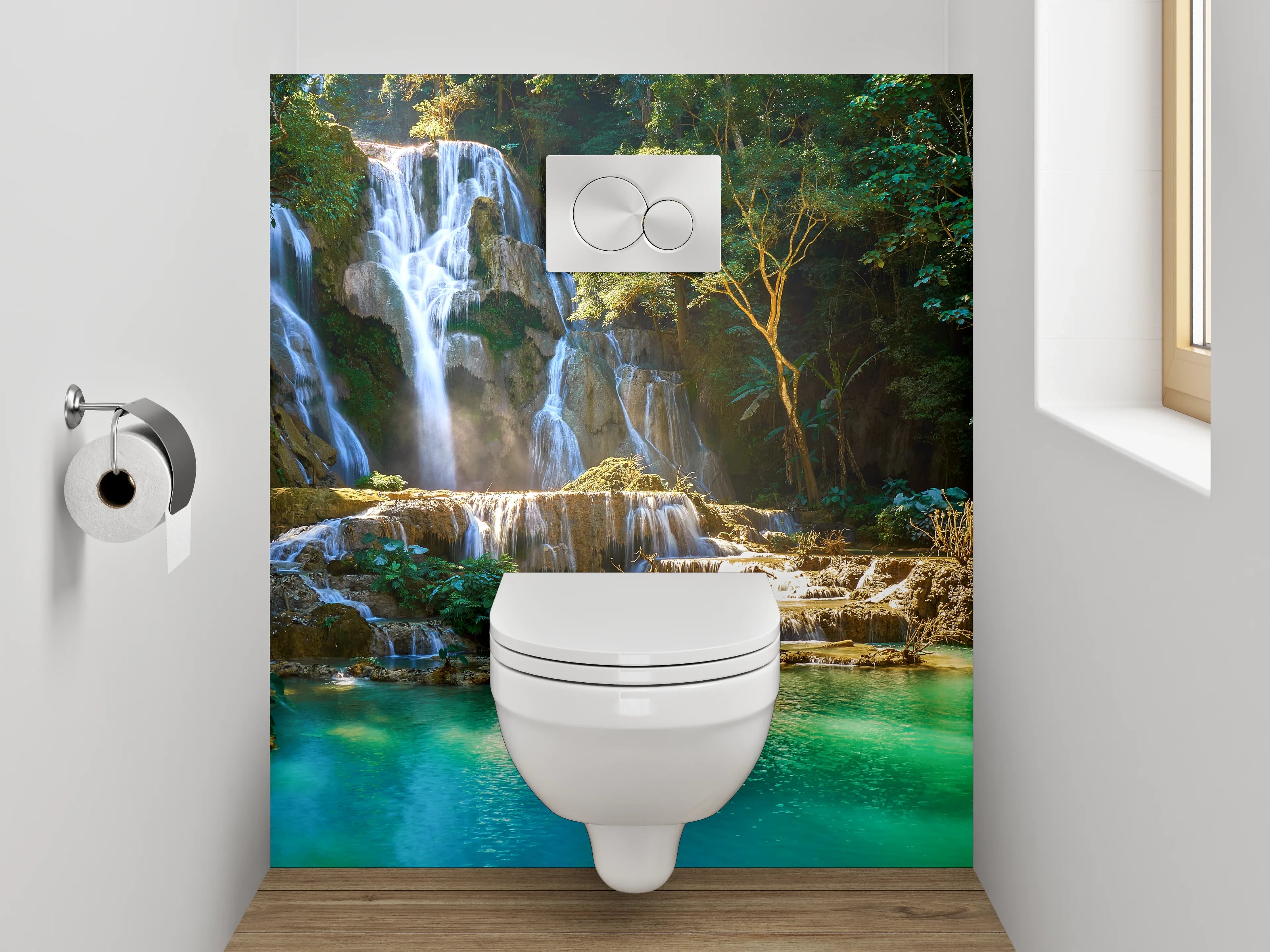 WC-Rückwand - Erfrischender Wasserfall im Dschungel