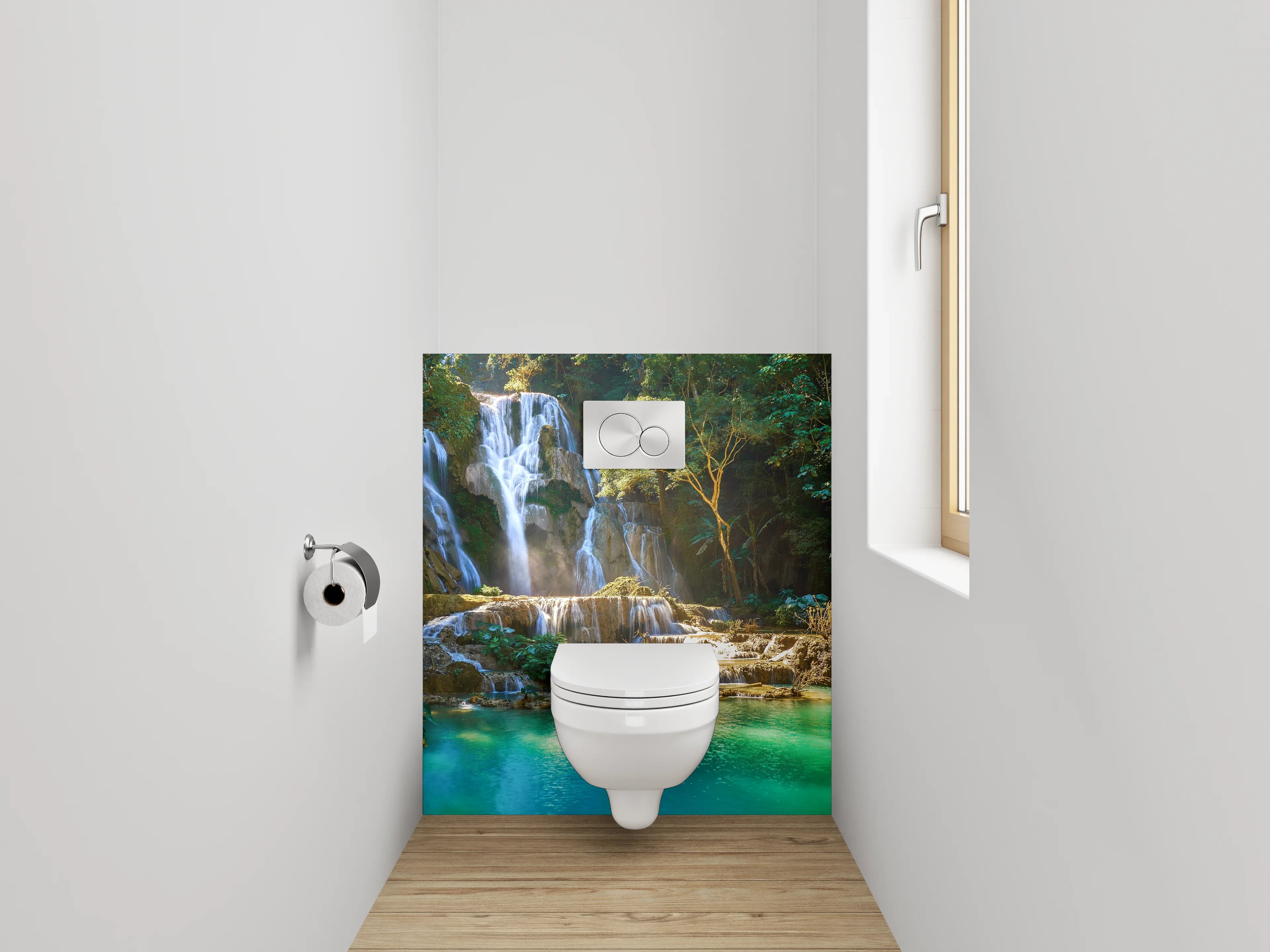 WC-Rückwand - Erfrischender Wasserfall im Dschungel