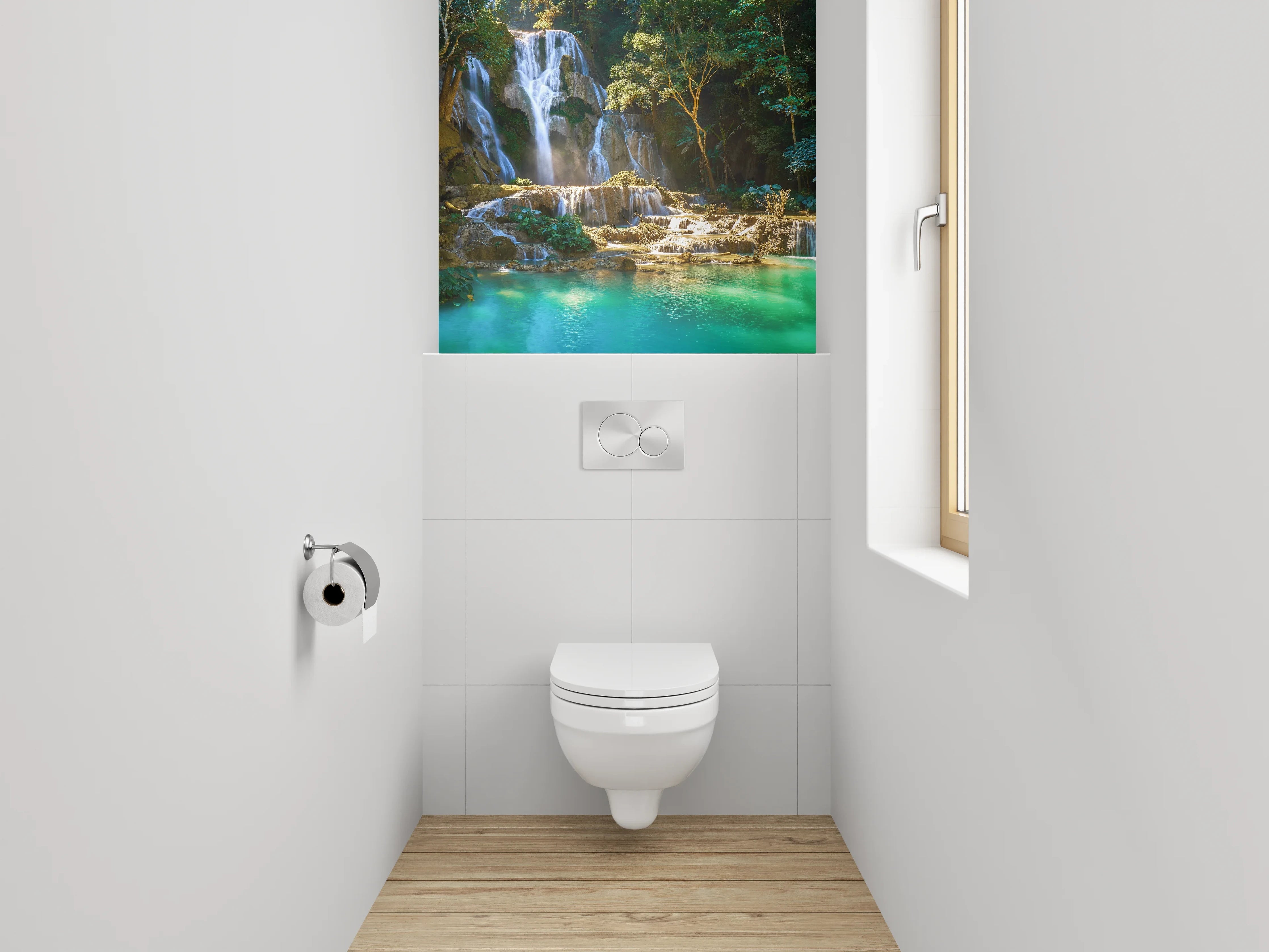 WC-Rückwand - Erfrischender Wasserfall im Dschungel
